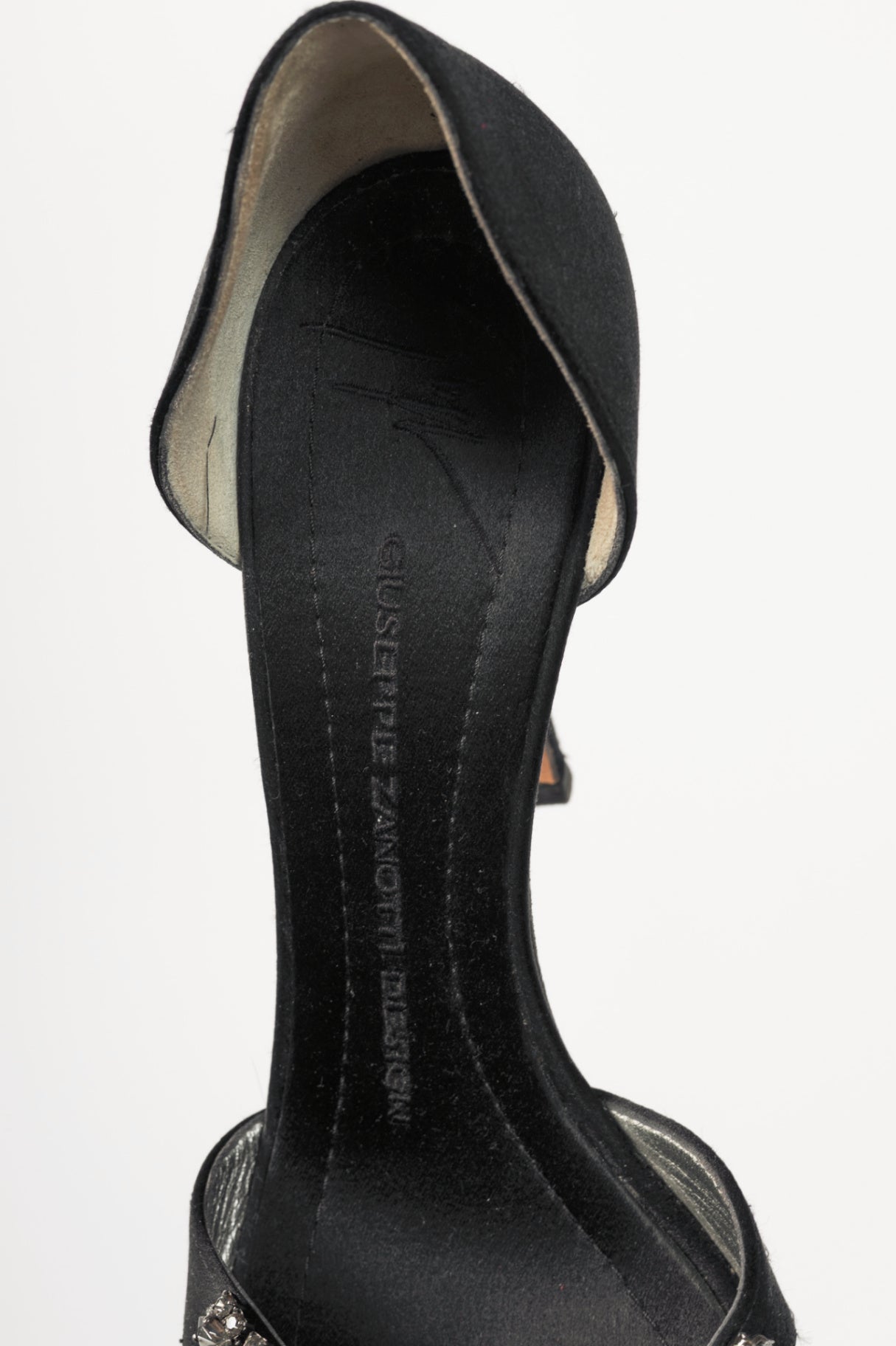 Giuseppe Zanotti Taz Black Silk-Satin Crystal-Embellished Peep-Toe Heels