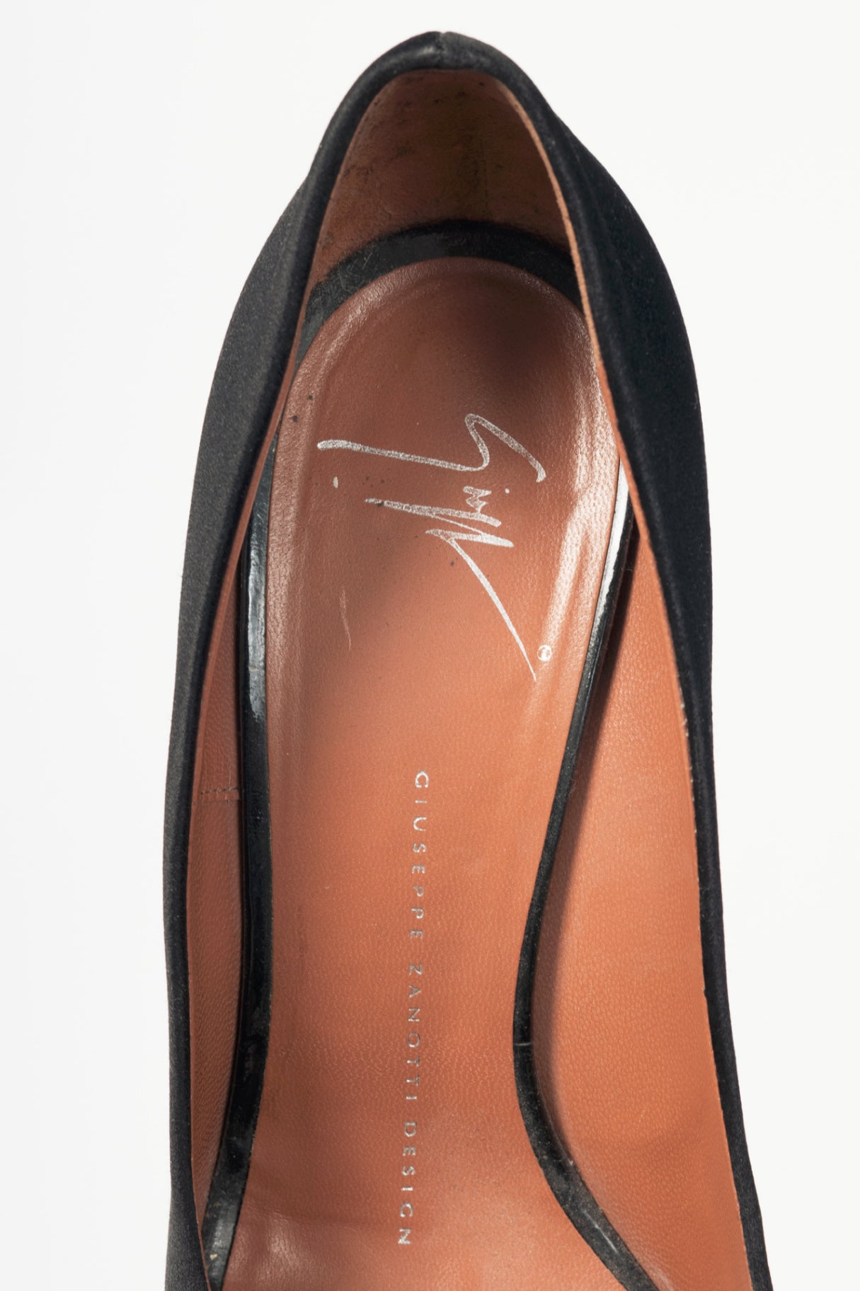 Giuseppe Zanotti Black Satin Embellished Peep-Toe Pumps
