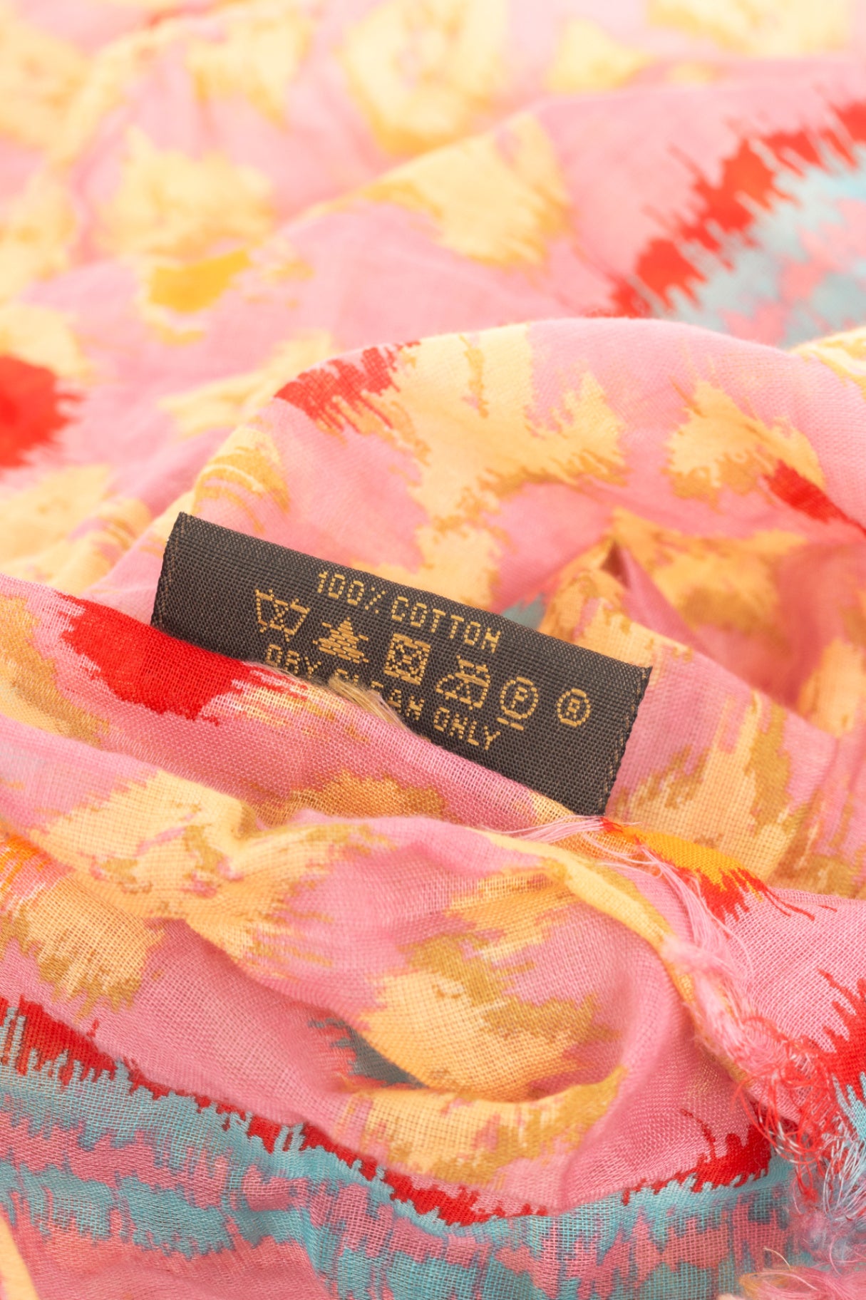Louis Vuitton Pink Monogram Cotton Frayed Scarf
