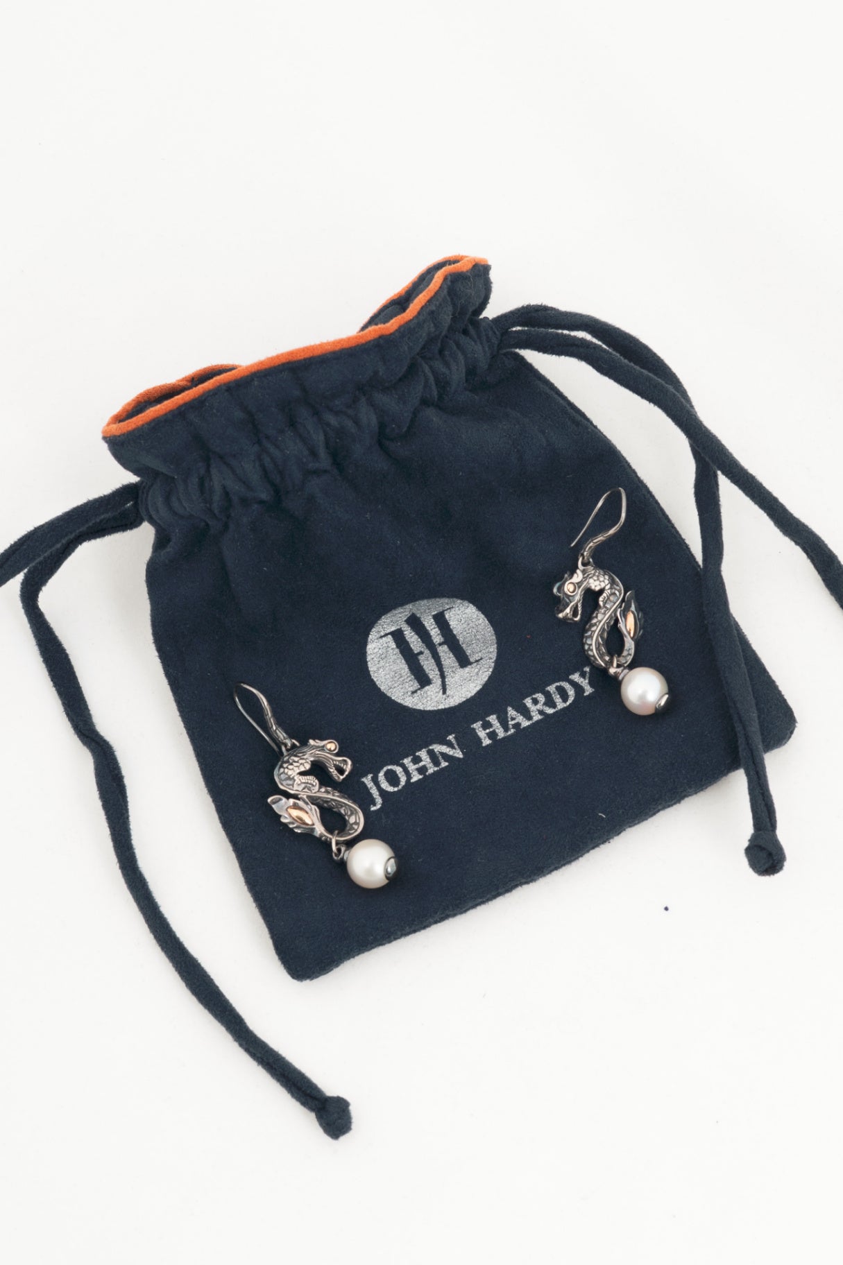 John Hardy Naga Sterling Silver Dragon Pearl Earrings