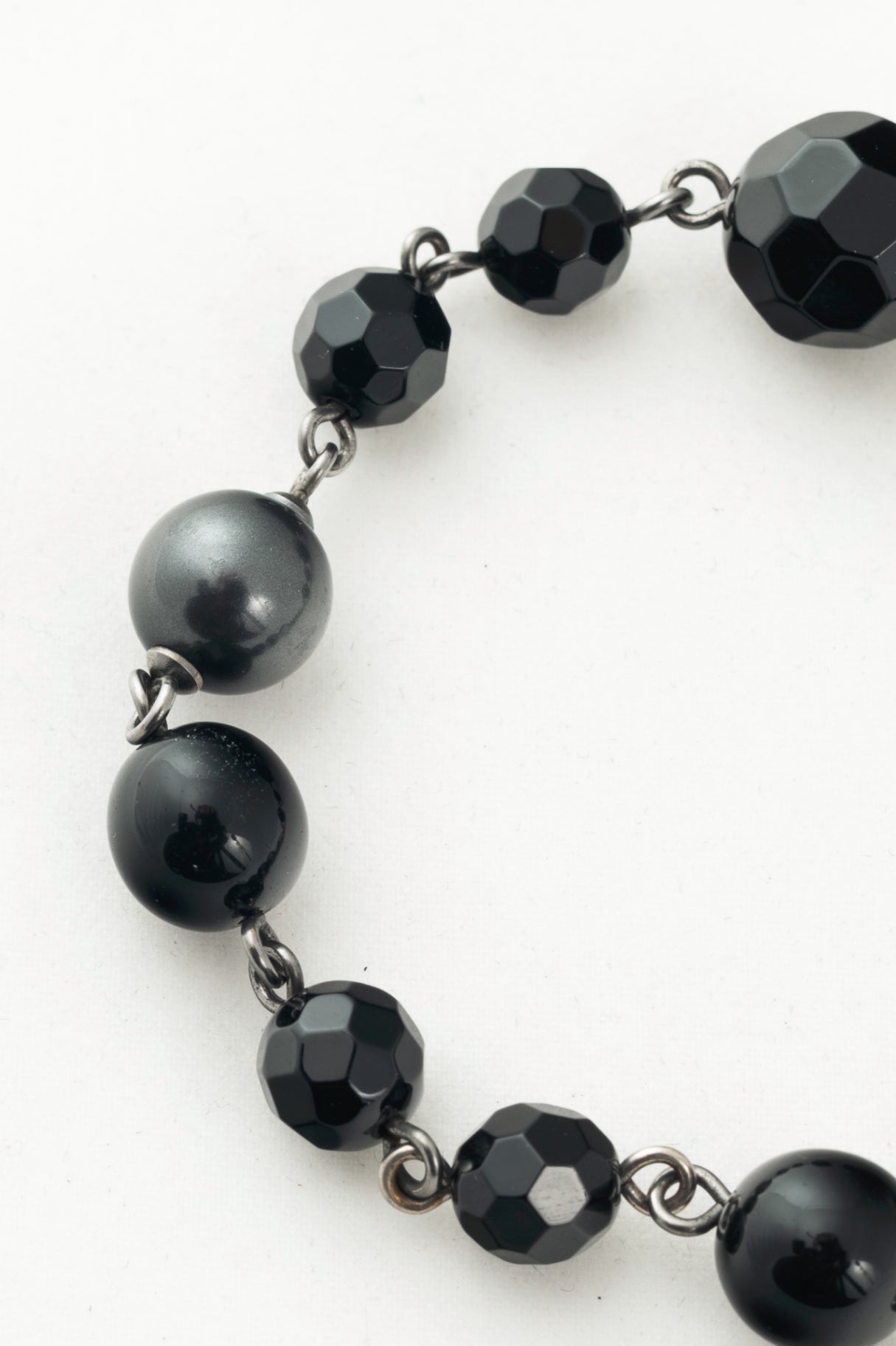 Chanel A12 Black Beaded CC-Charm Bracelet