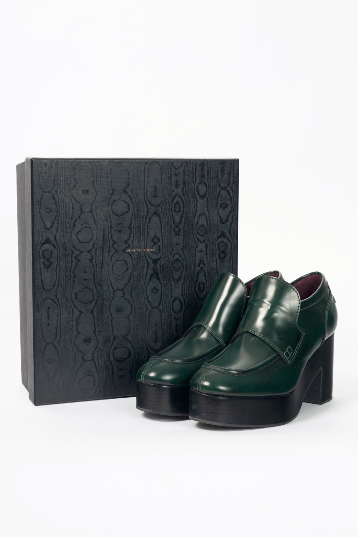 Dries Van Noten "Bottle" Leather Platform Loafers