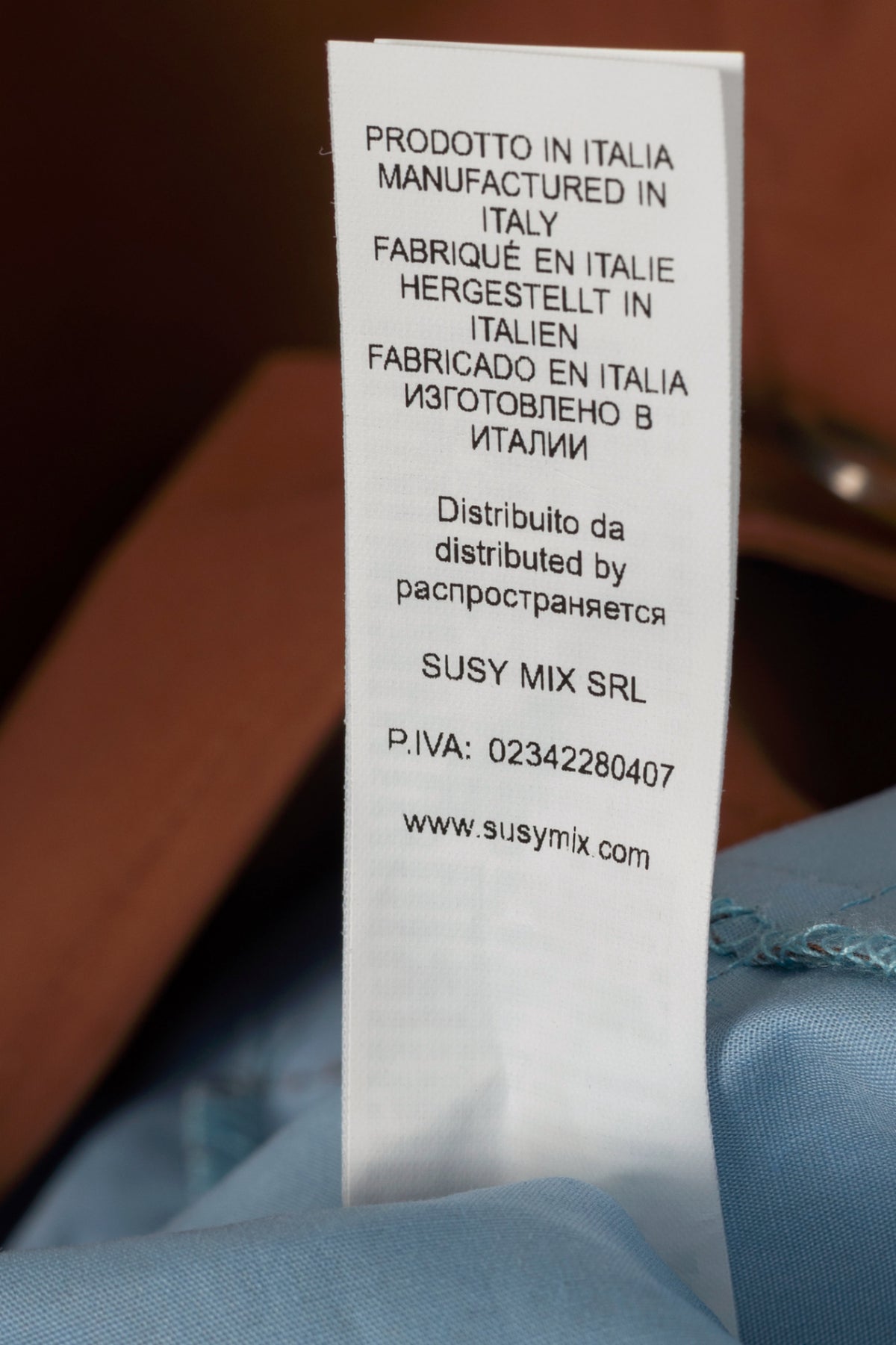 Susy Mix Cuoio Cotton-Poplin Blue-Trim Mackintosh Coat