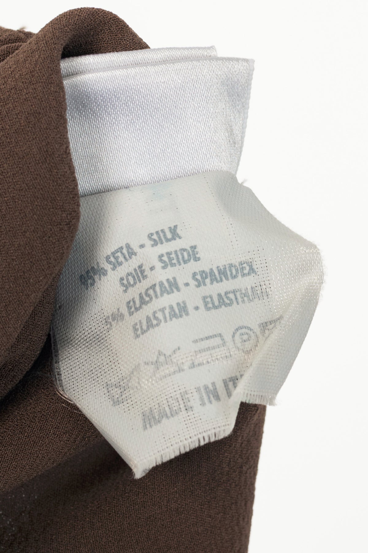 Brunello Cucinelli Brown Silk Crepe Horn-Ring Mini Dress