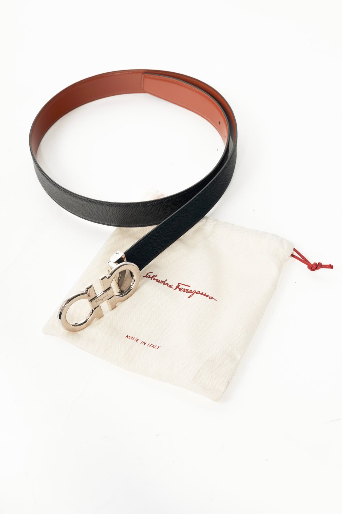 Salvatore Ferragamo Reversible Black & Brown Gancini Belt
