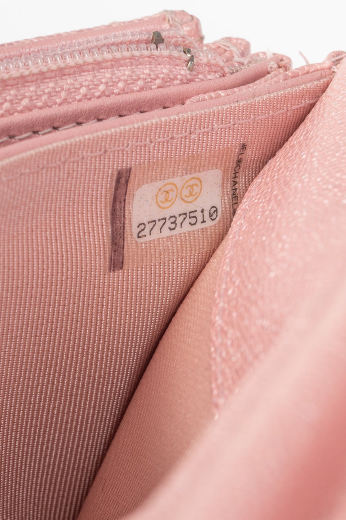 Chanel Iridescent Pink Quilted Caviar CC Wallet-On-Chain