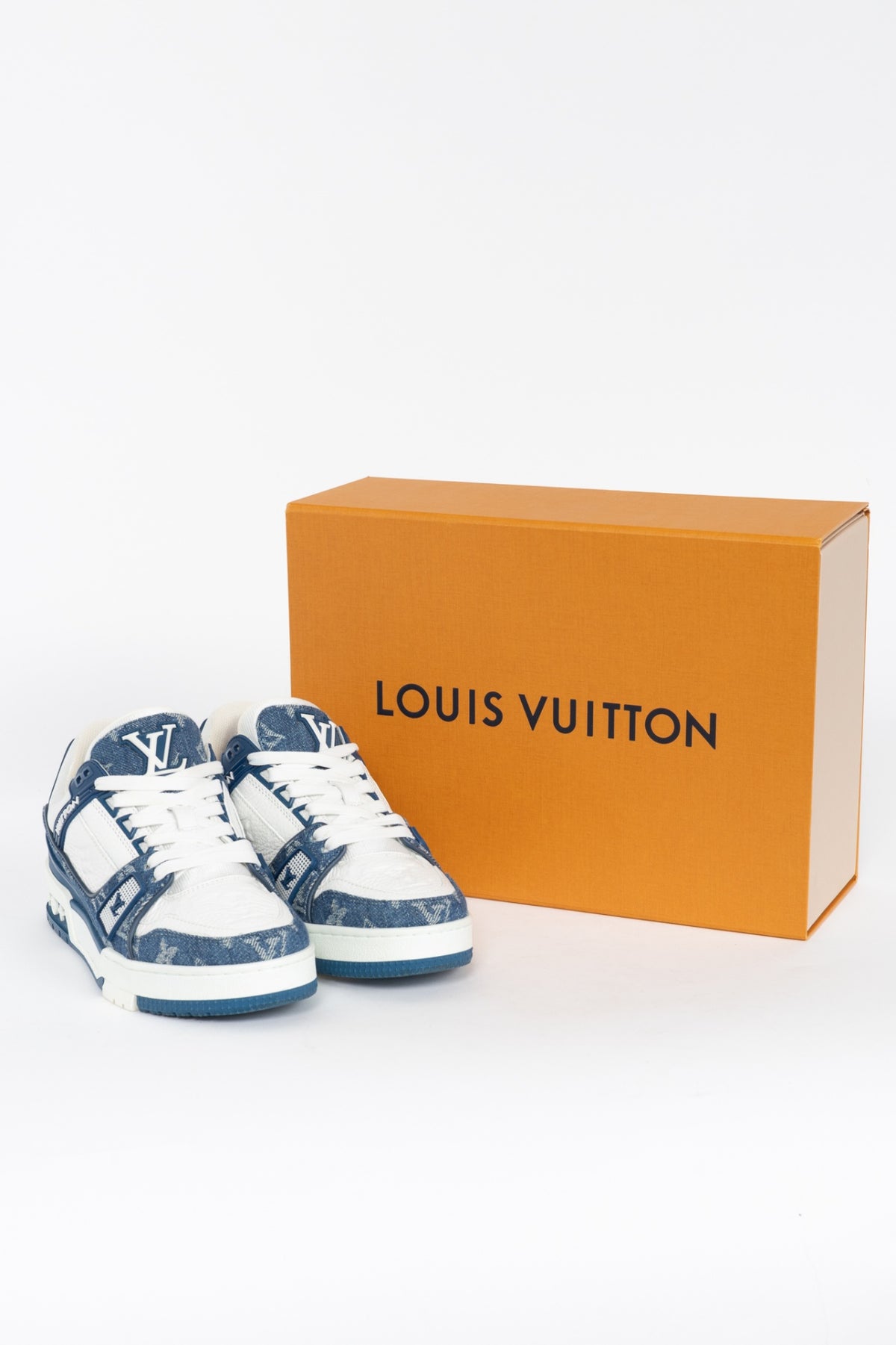 Louis Vuitton blue denim monogram sneaker, sz 4.5