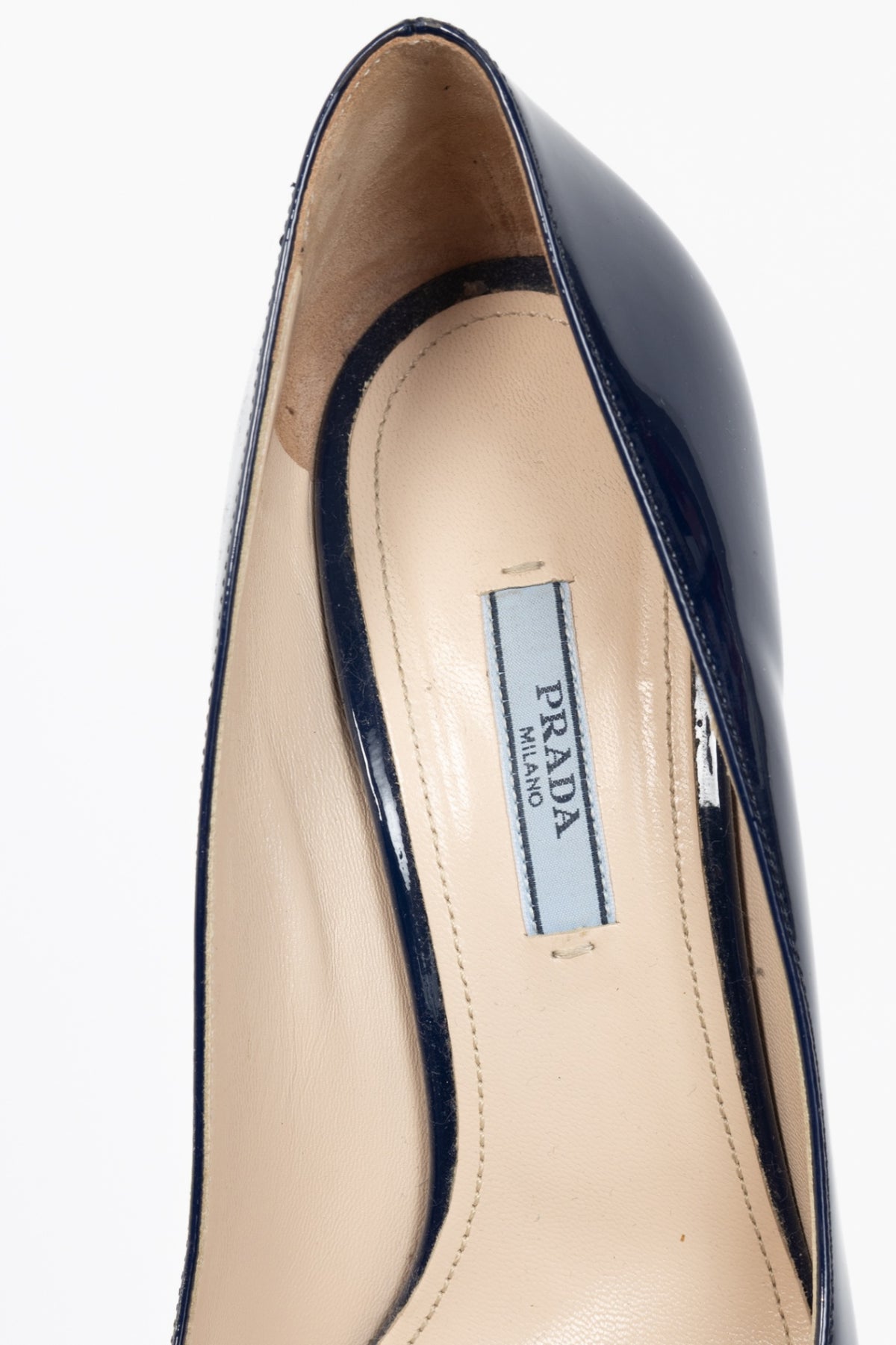 Prada Blue Patent Leather Platform Pumps