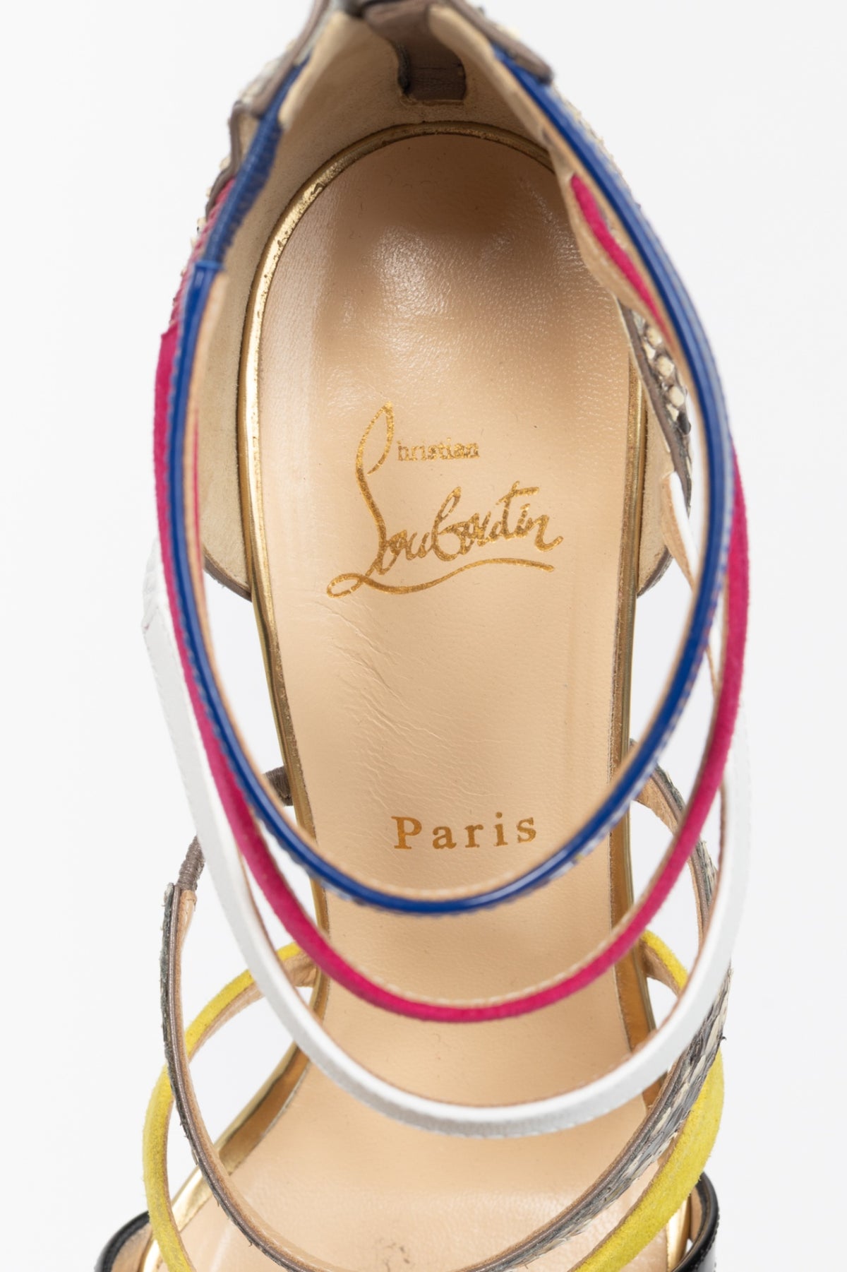 Christian Louboutin Mariniere 100 Multicolour Python Lucido Strappy Sandals