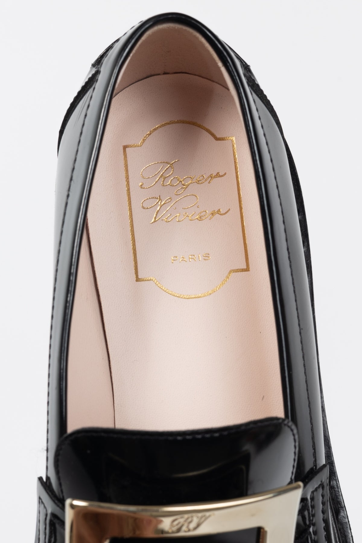 Roger Vivier Viv' Rangers Black Leather Buckle Loafers