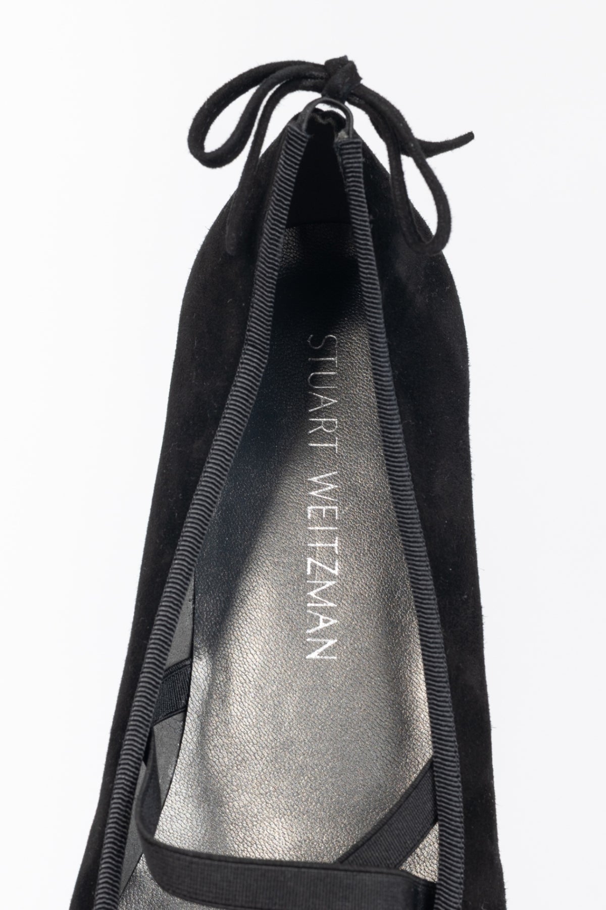 Stuart Weitzman Bolshoi Black Suede Crisscross Flats