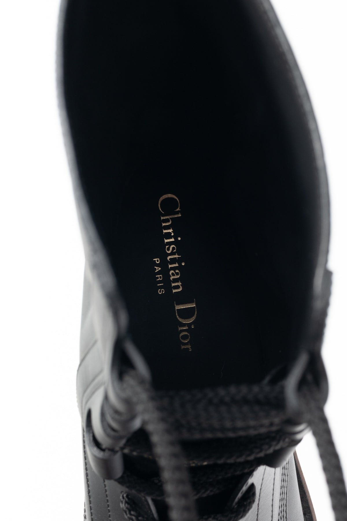 Christian Dior Quest Black Logo-Embossed Lace-Up Combat Boots