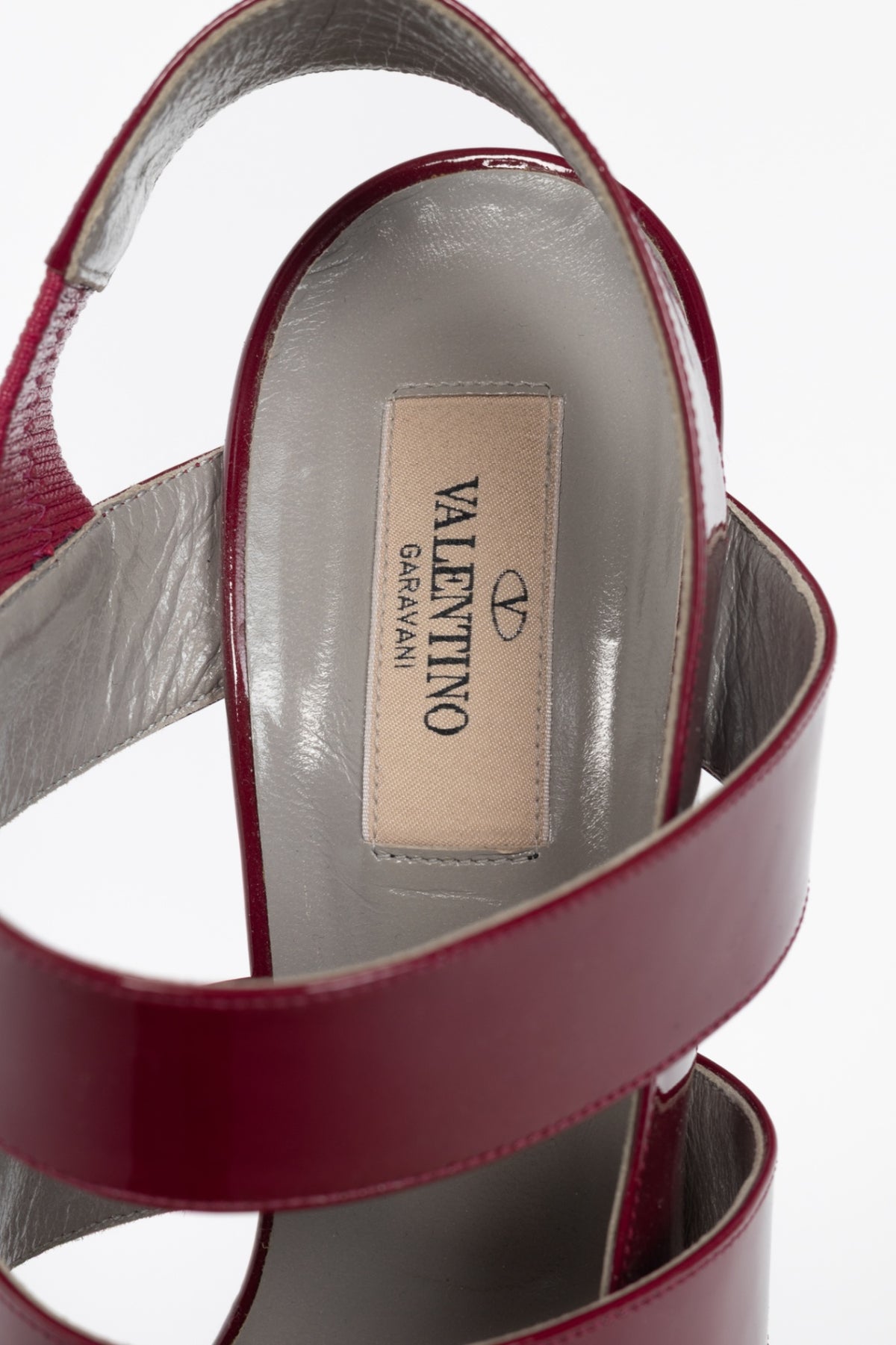 Valentino Garavani Raspberry Patent-Leather Strappy Platform Sandals