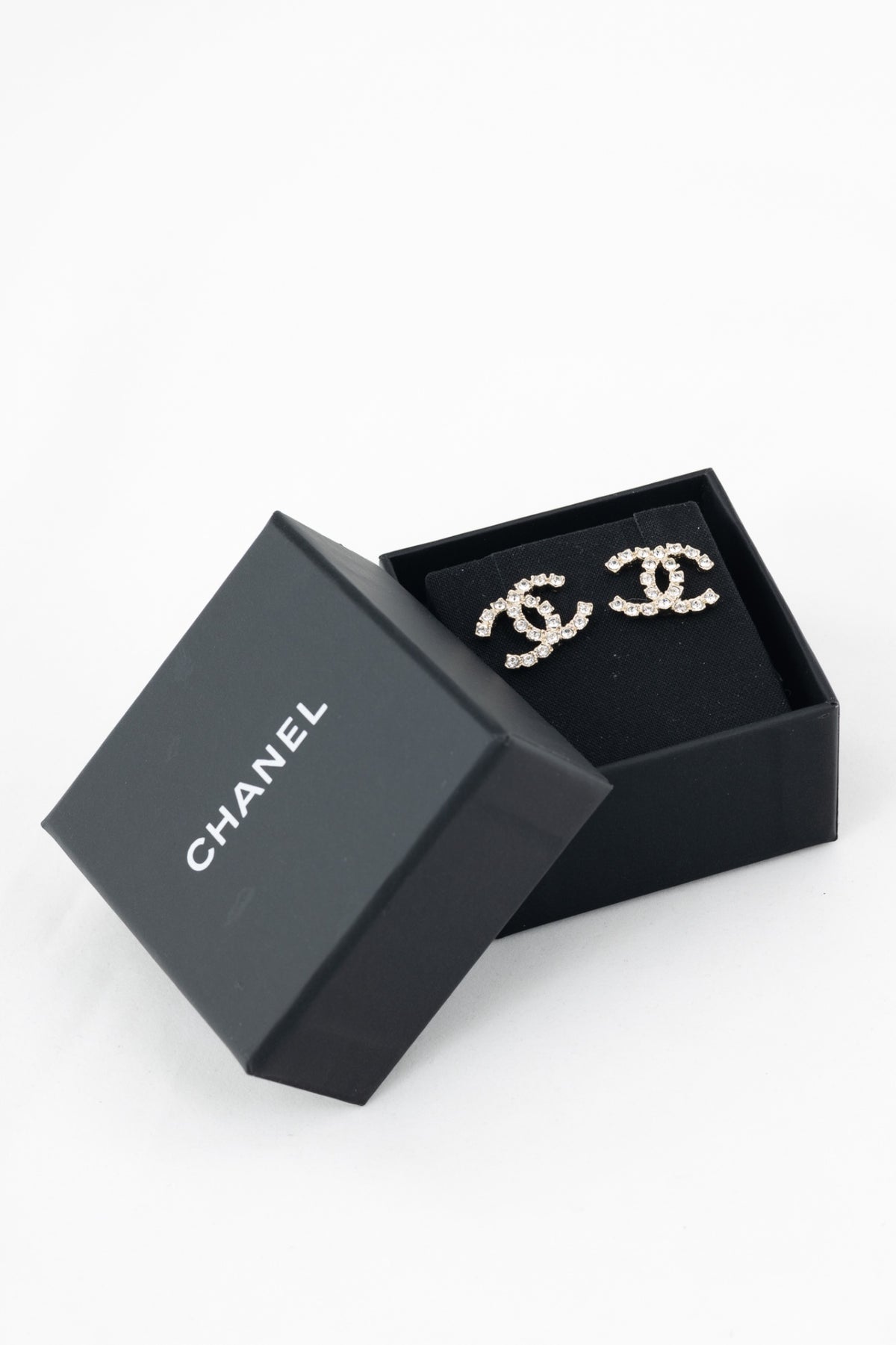 Chanel 22P Crystal-Embellished CC-Logo Stud Earrings