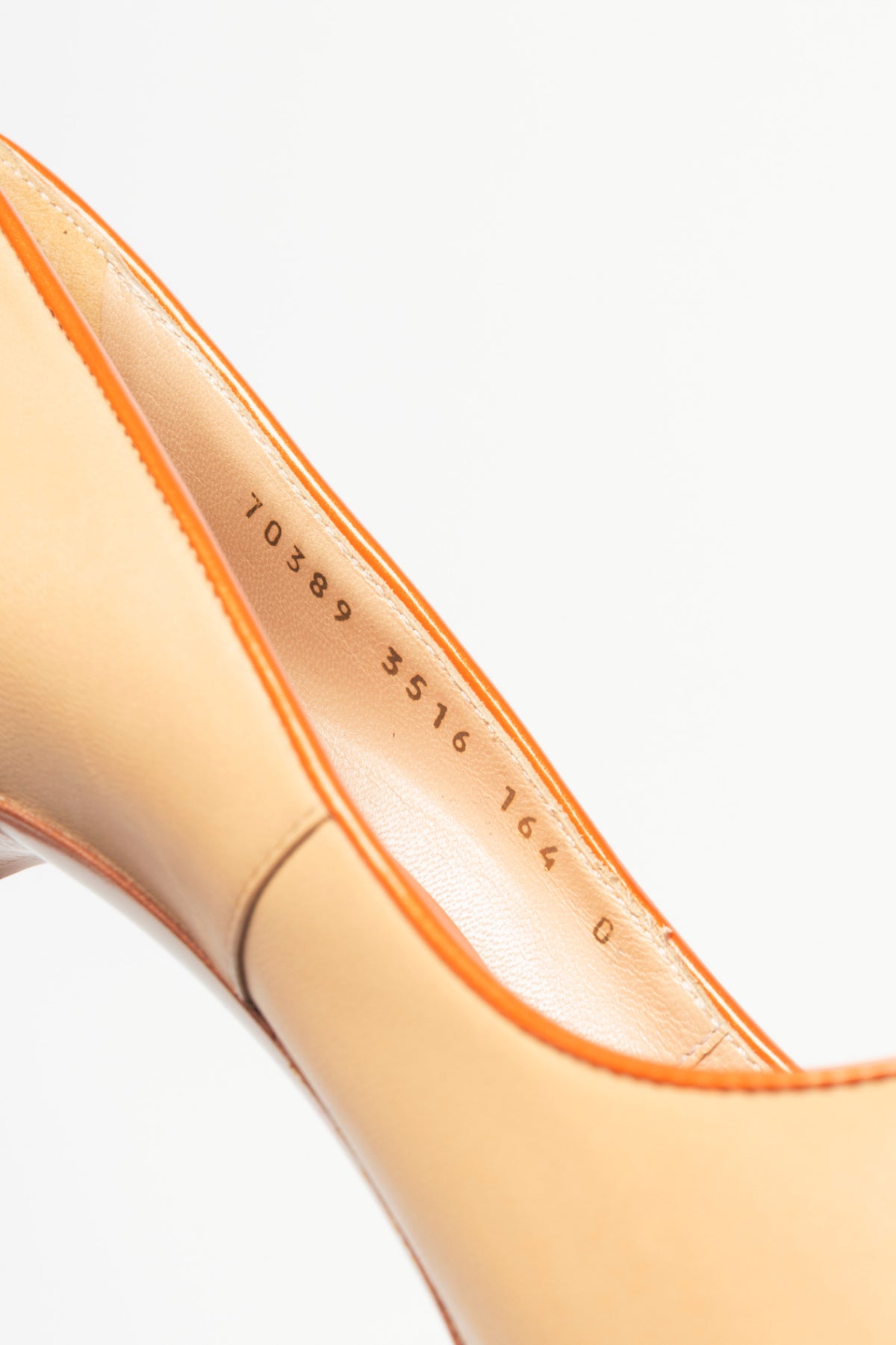 Casadei Blade Beige Leather Orange-Trim Pointed-Toe Pumps