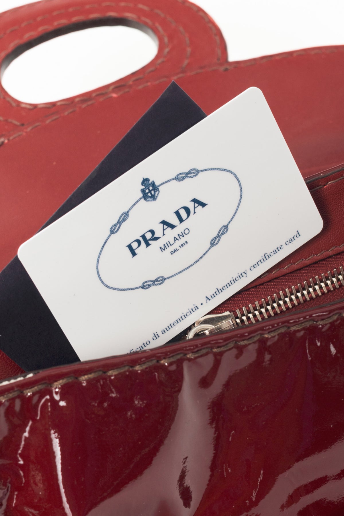 Prada AW10 Pattina Sottospalla Amarena & Cammello Vernice Leather Handbag
