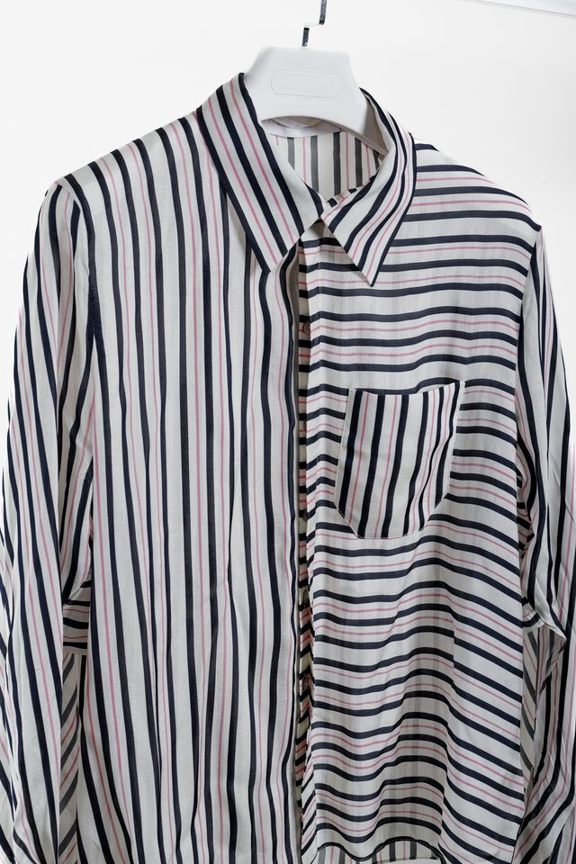 Roland Mouret Padley Blue Pink Striped Blouse