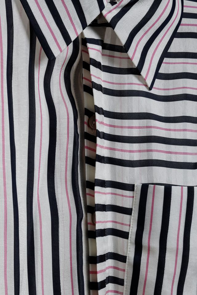 Roland Mouret Padley Blue Pink Striped Blouse