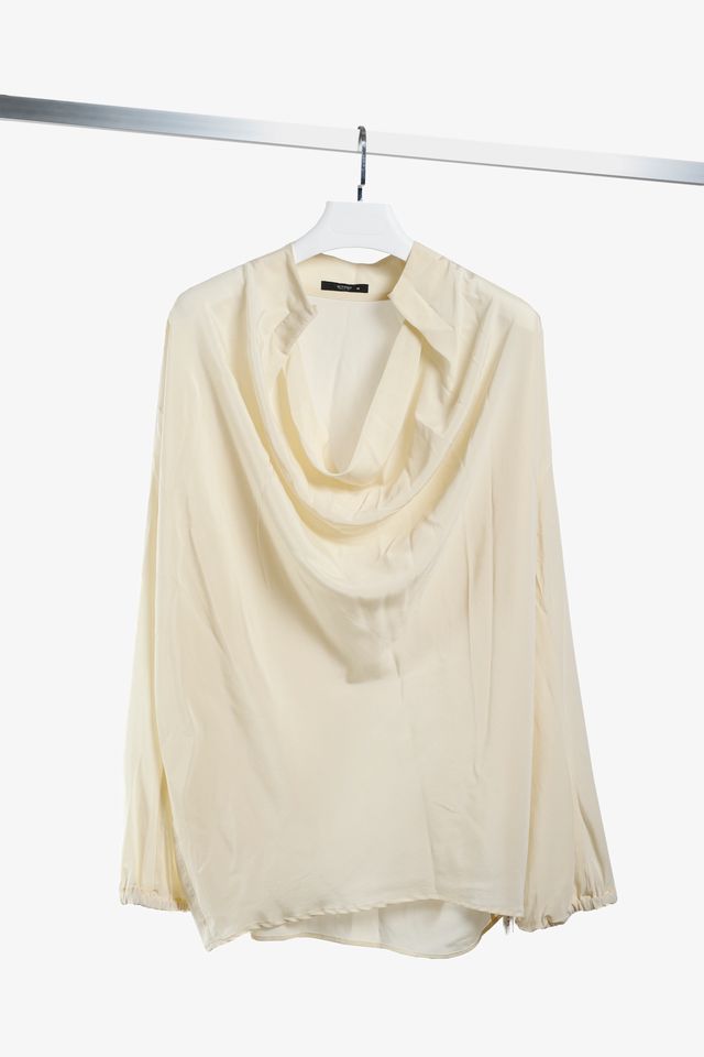 Etro Cream Silk Cowl Neck Tunic