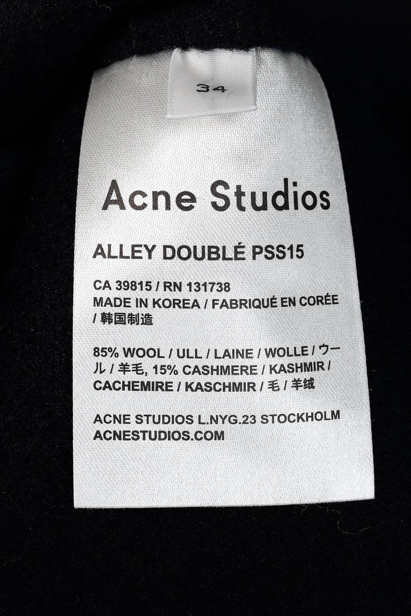 Acne Studios Alley Double Navy Wool & Cashmere Long-Sleeve Dress