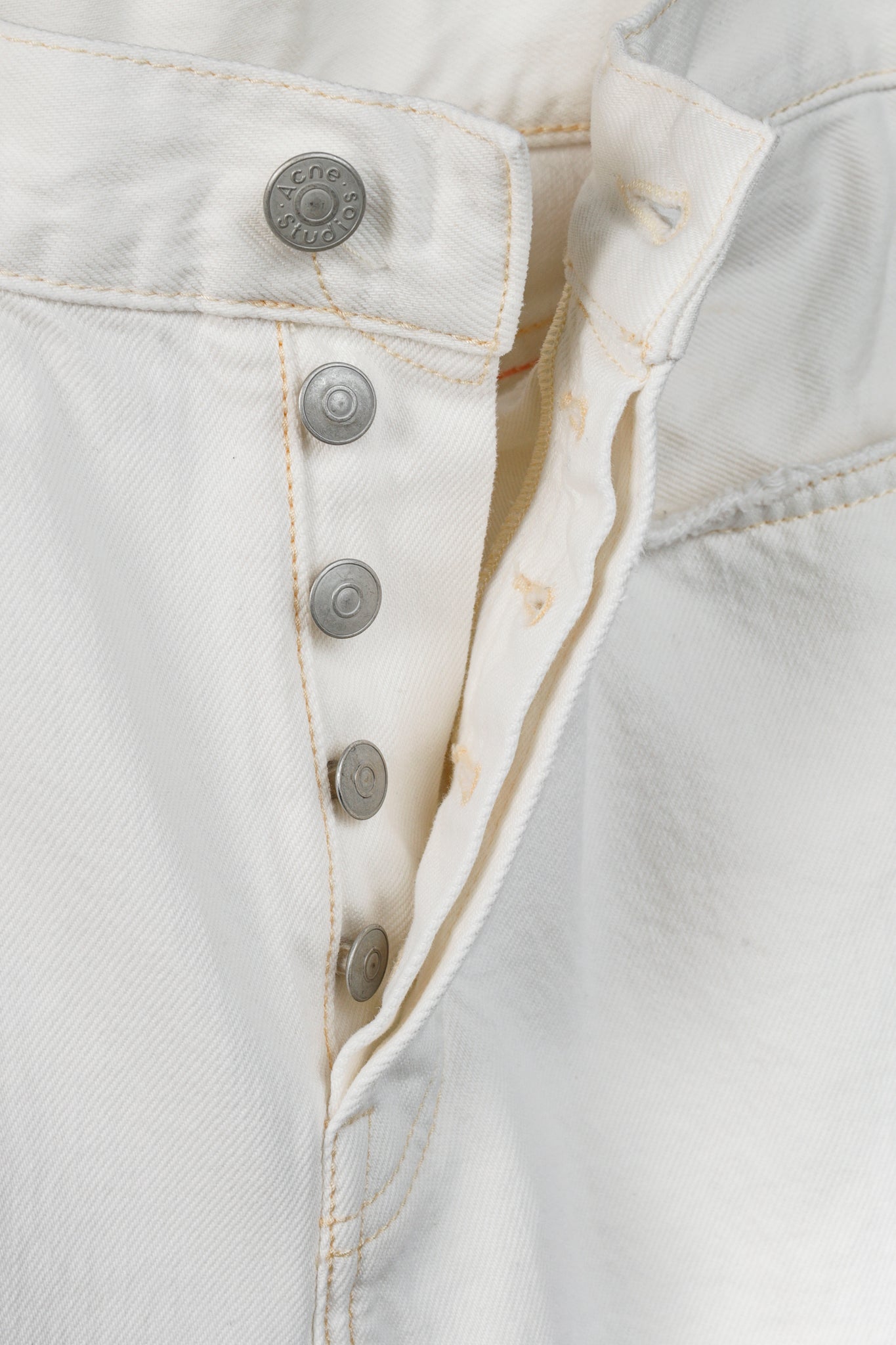 Acne Studios Mece Beaten White Distressed High-Waisted Jeans
