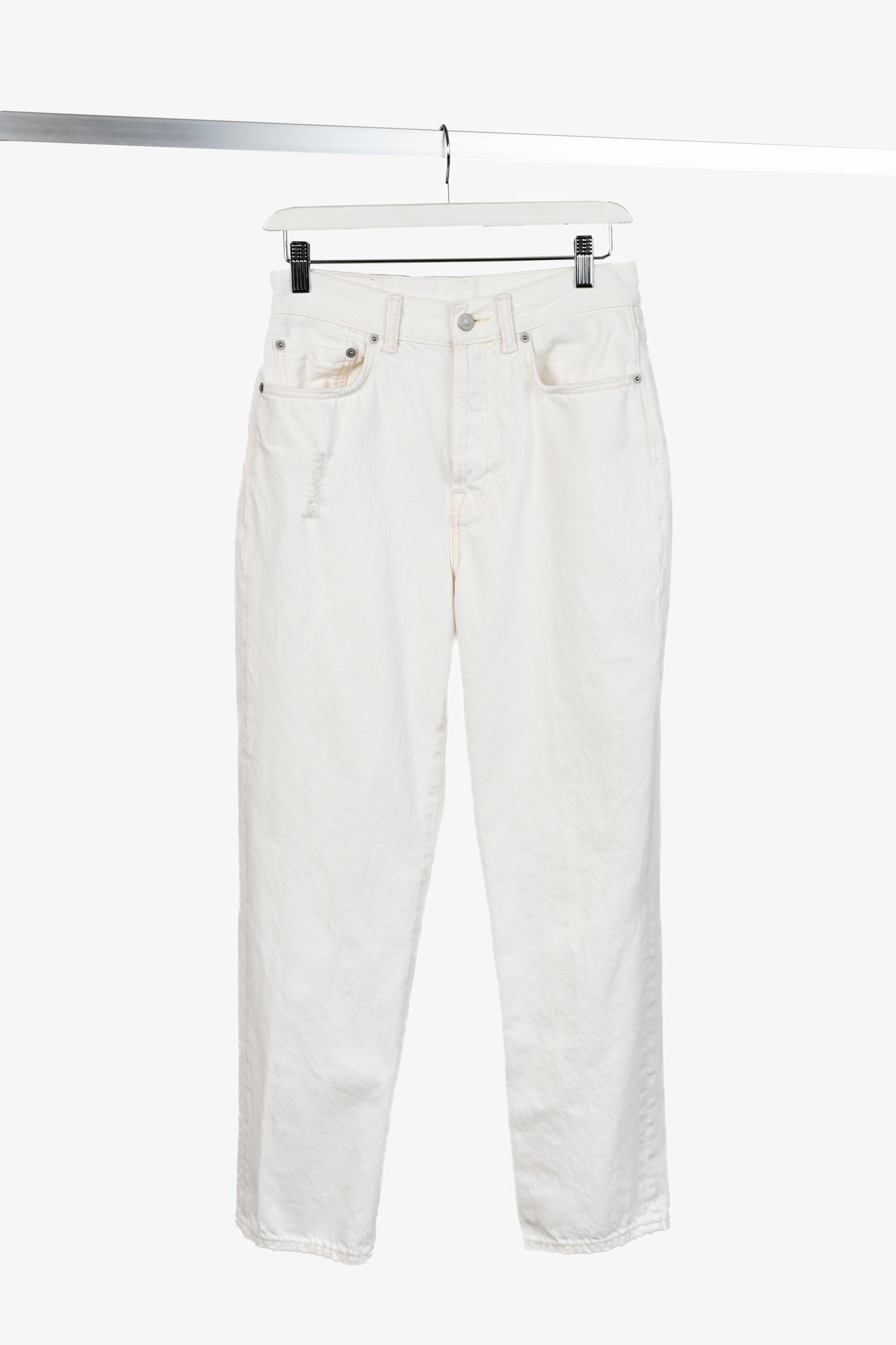 Acne Studios Mece Beaten White Distressed High-Waisted Jeans
