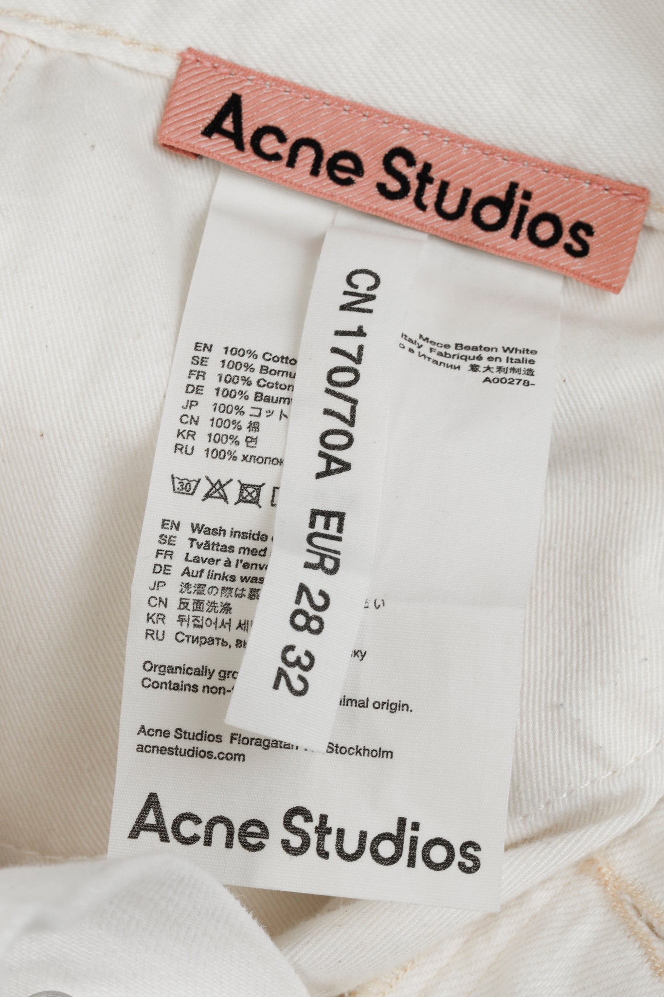 Acne Studios Mece Beaten White Distressed High-Waisted Jeans