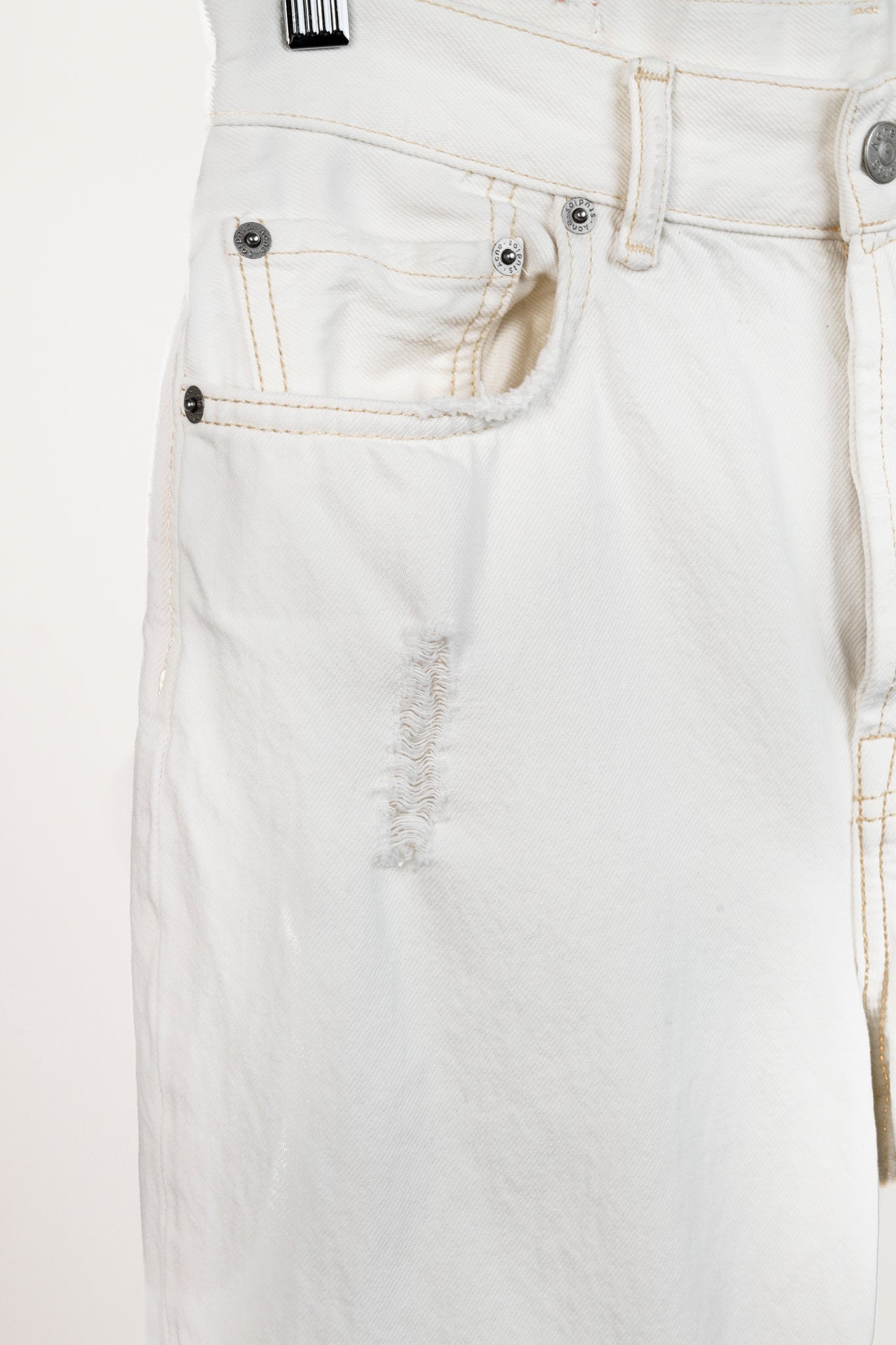 Acne Studios Mece Beaten White Distressed High-Waisted Jeans