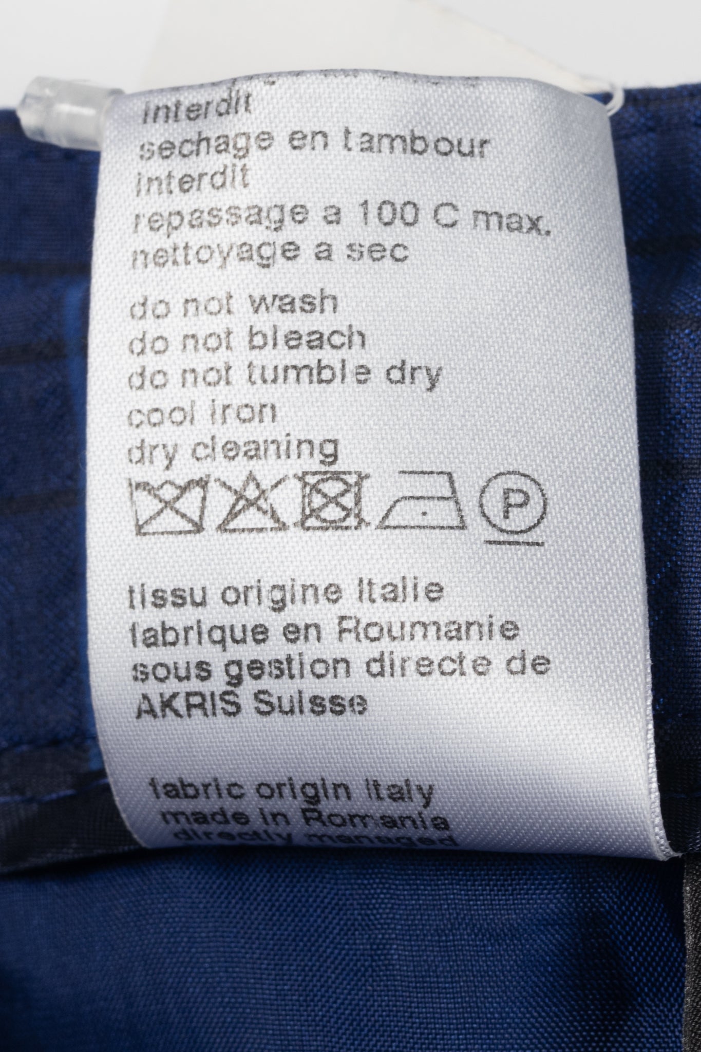 Akris 100 Years Flavin Navy-Enzian Check Cotton & Silk Seersucker Pants