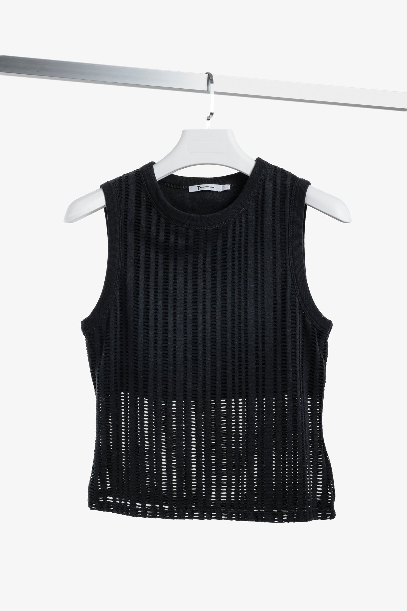T by Alexander Wang PF/16 Black Stretch Jacquard Tank Top