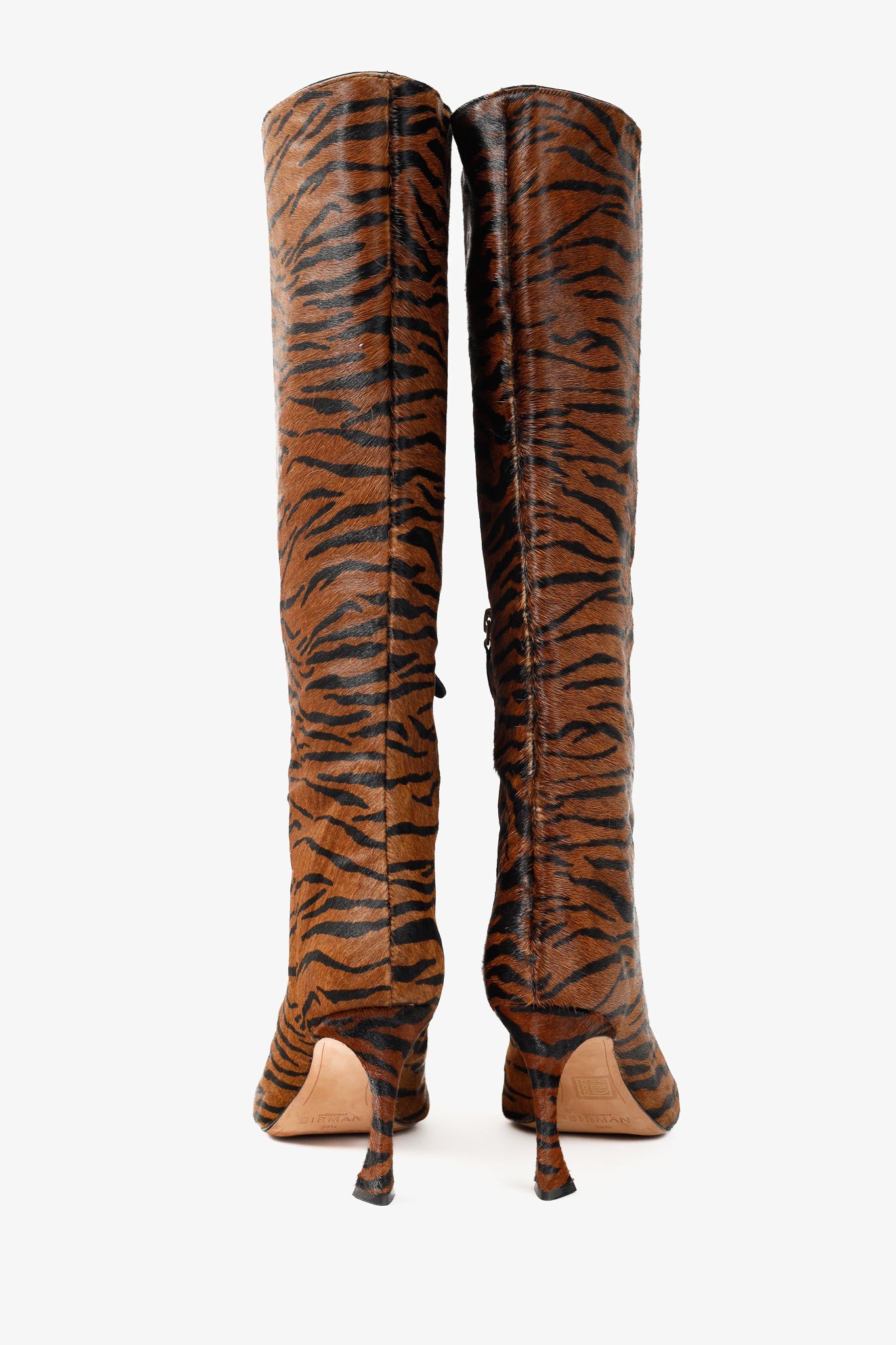 Alexandre Birman Kyra Brown Haircalf Zebra Knee-High Boots