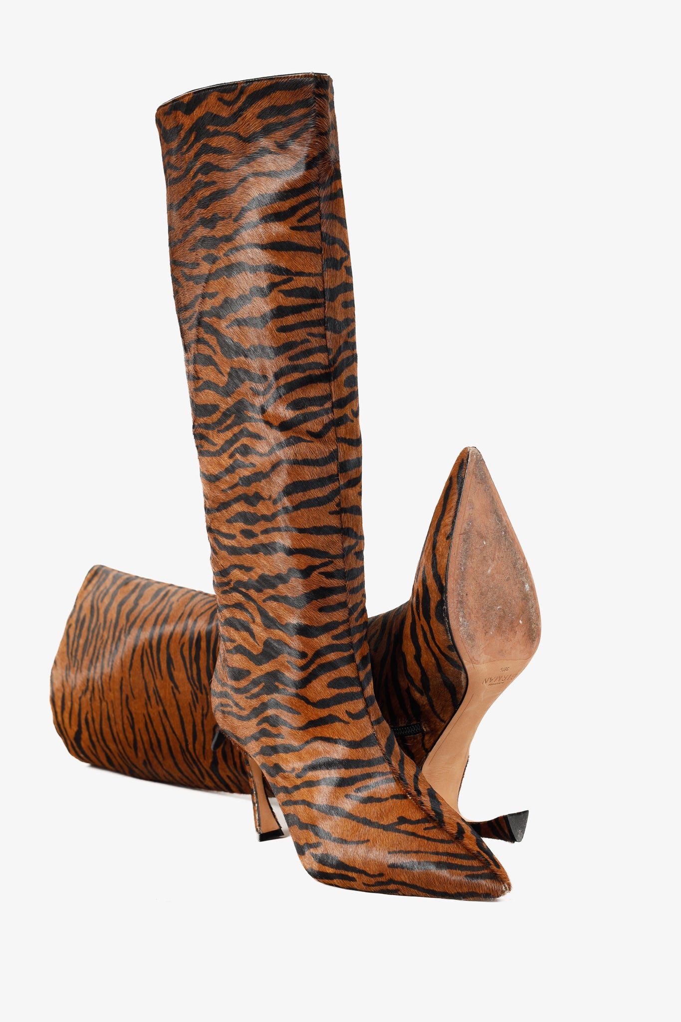 Alexandre Birman Kyra Brown Haircalf Zebra Knee-High Boots