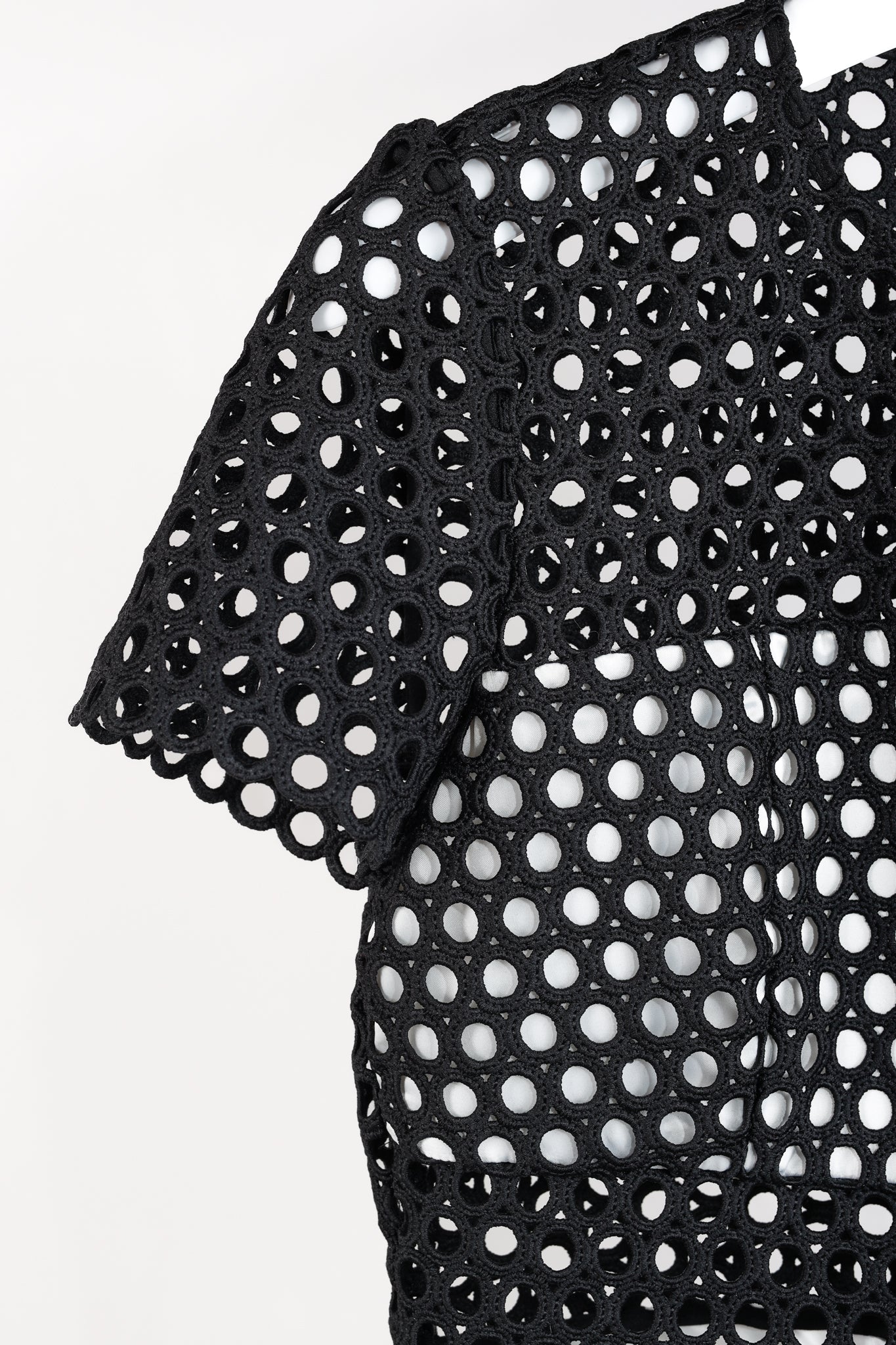 Alexis Cinthia Black & White Embroidered Round Eyelets Fringe Dress