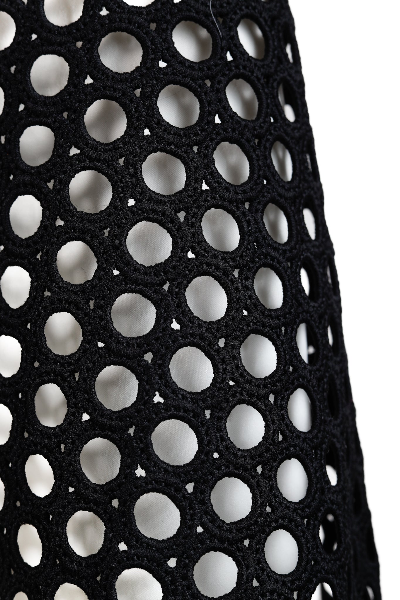 Alexis Cinthia Black & White Embroidered Round Eyelets Fringe Dress