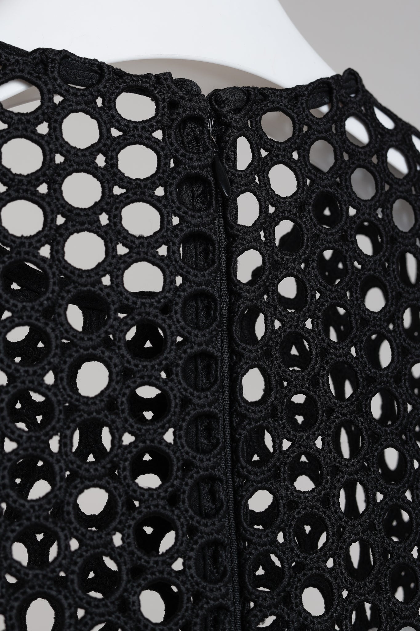 Alexis Cinthia Black & White Embroidered Round Eyelets Fringe Dress
