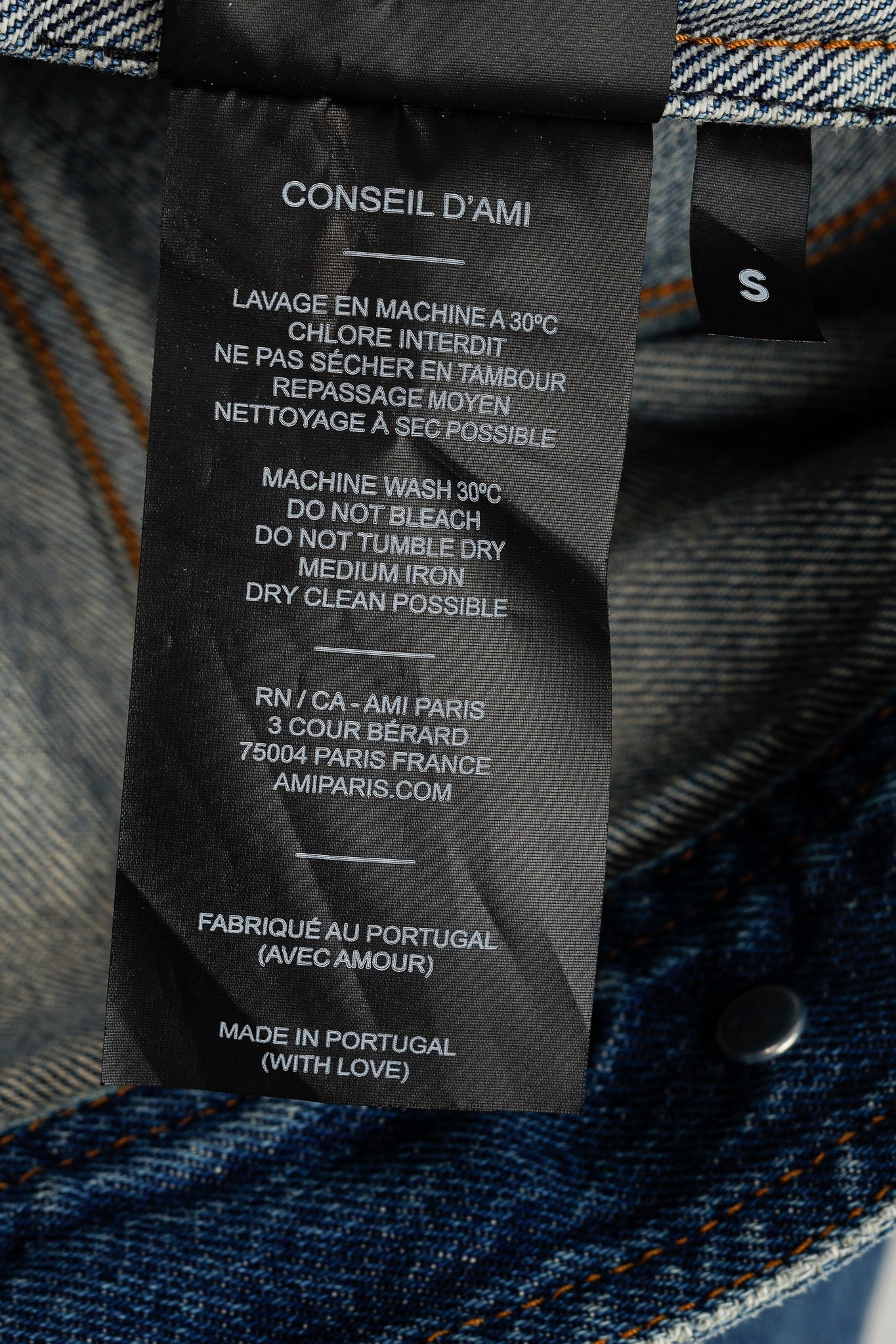 AMI Blue Weathered Patch-Pocket Denim Jacket