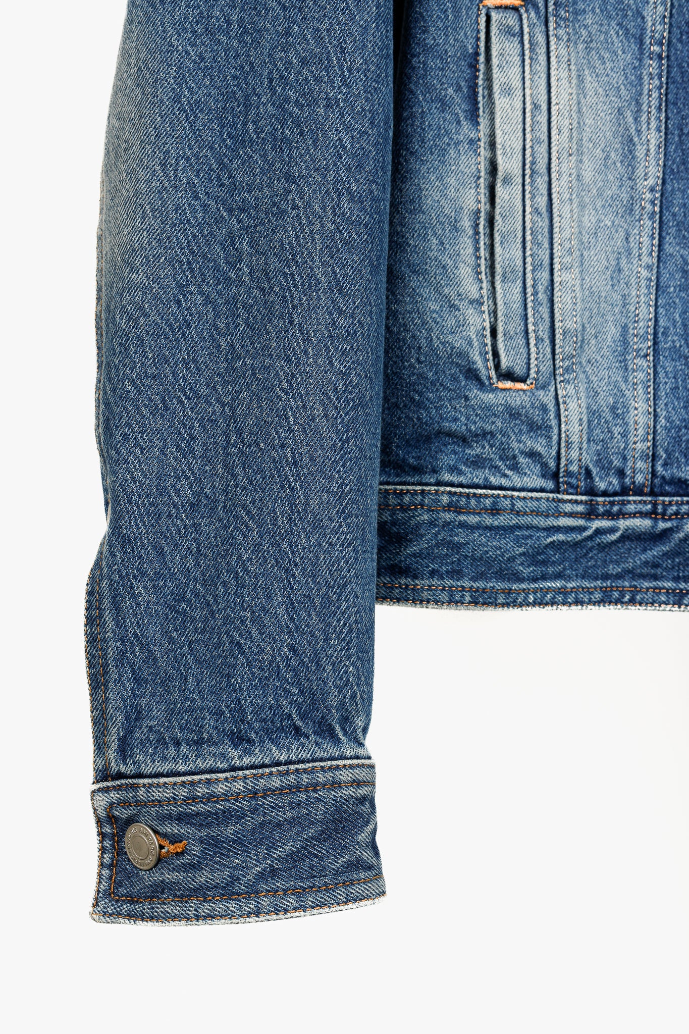 AMI Blue Weathered Patch-Pocket Denim Jacket