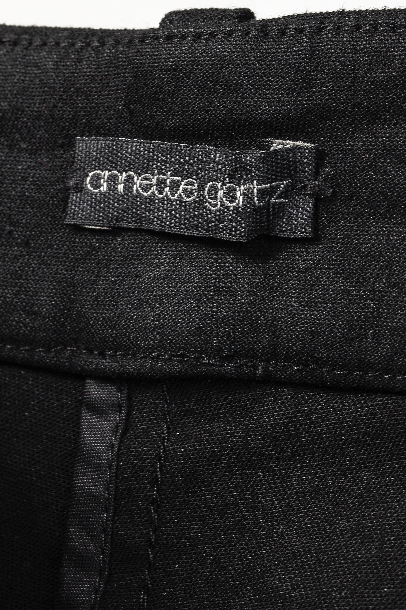 Annette Gortz SS/20 Stick Black Stretch-Linen Cropped Side-Stripe Pants