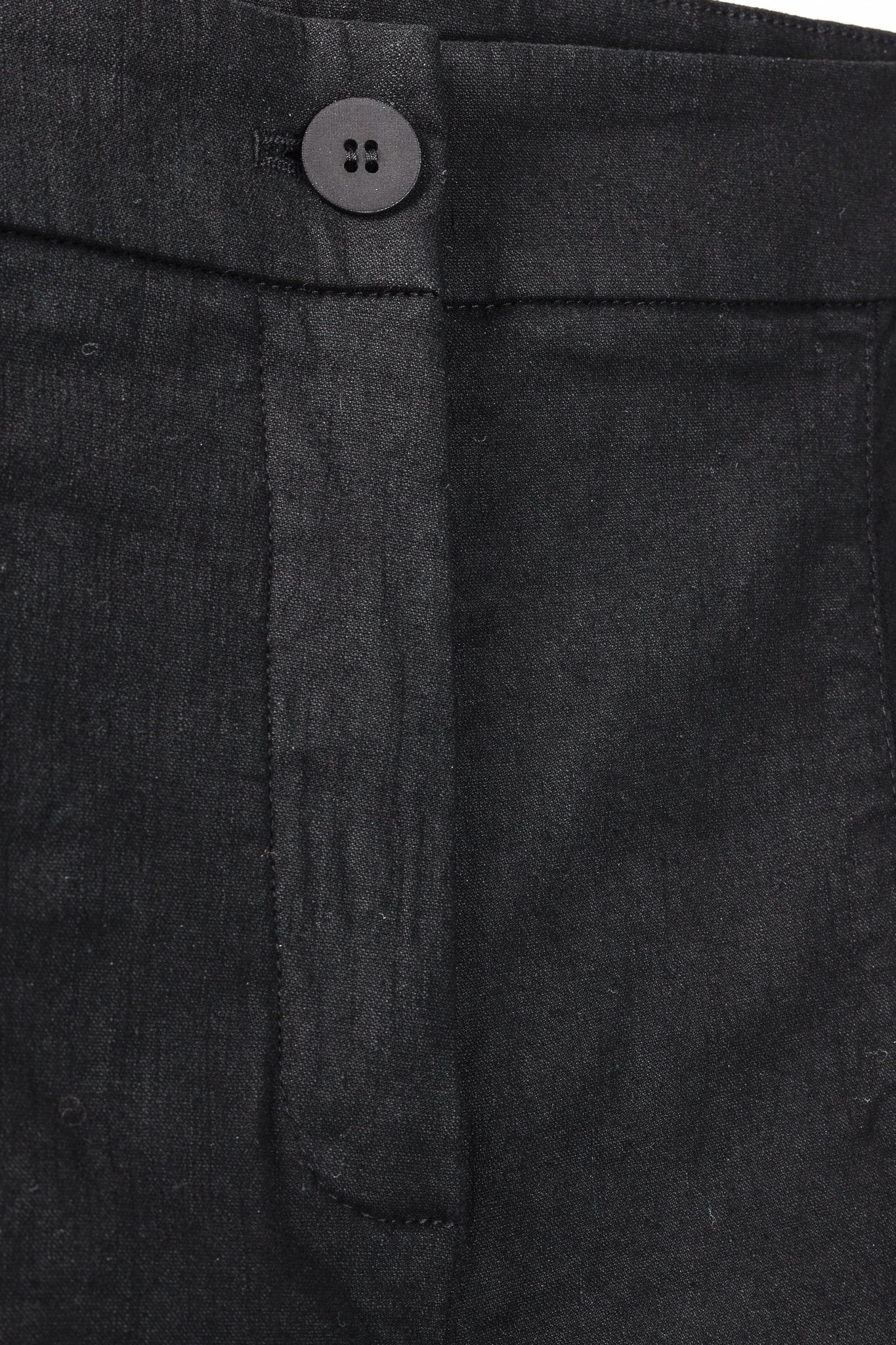 Annette Gortz SS/20 Stick Black Stretch-Linen Cropped Side-Stripe Pants