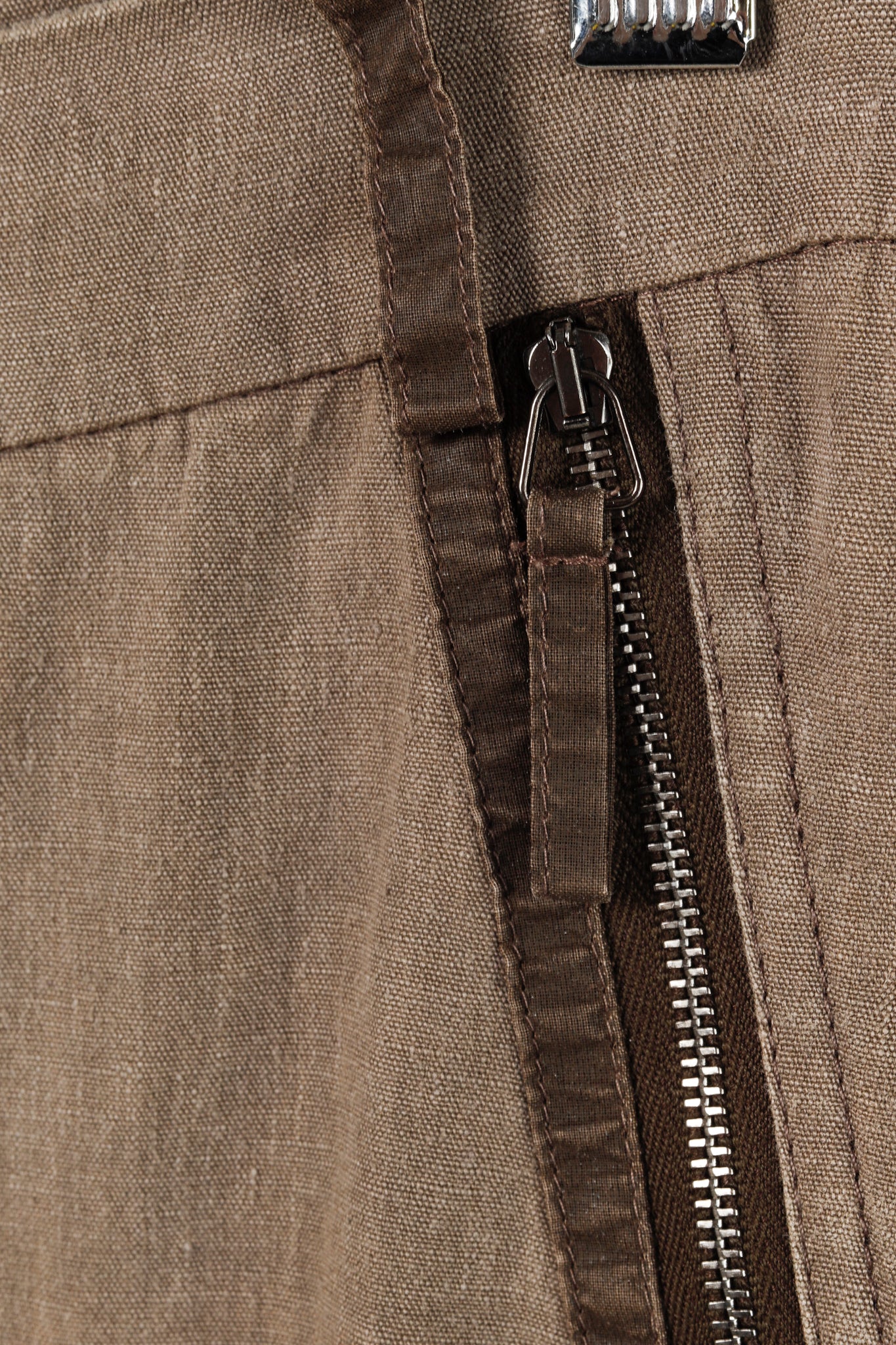 Annette Gortz SS/16 Rai Brown Linen Trim-Detail Zip-Pocket Culottes