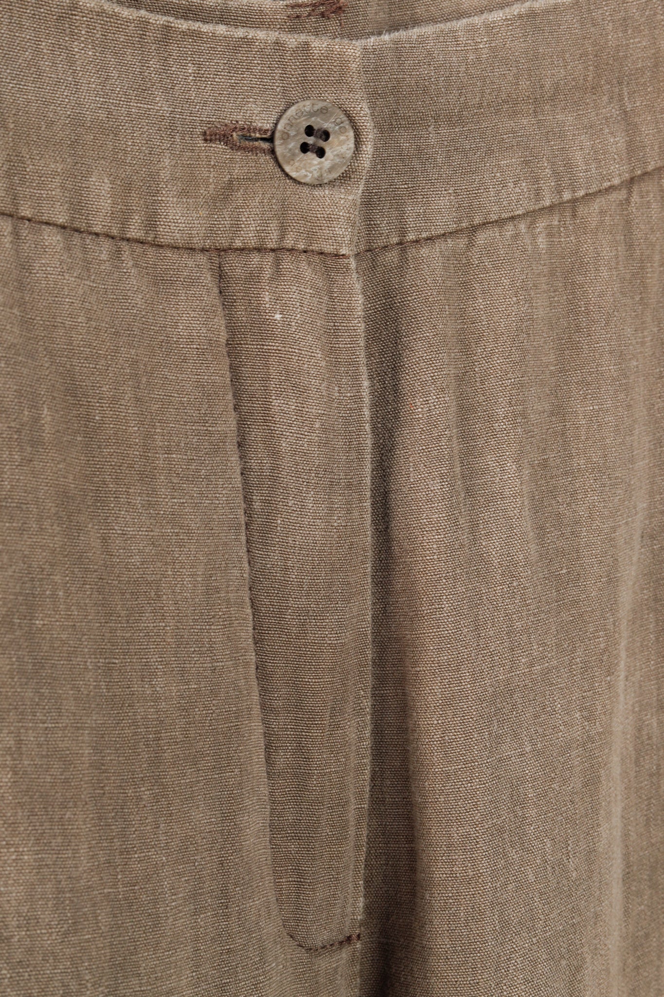 Annette Gortz SS/16 Rai Brown Linen Trim-Detail Zip-Pocket Culottes