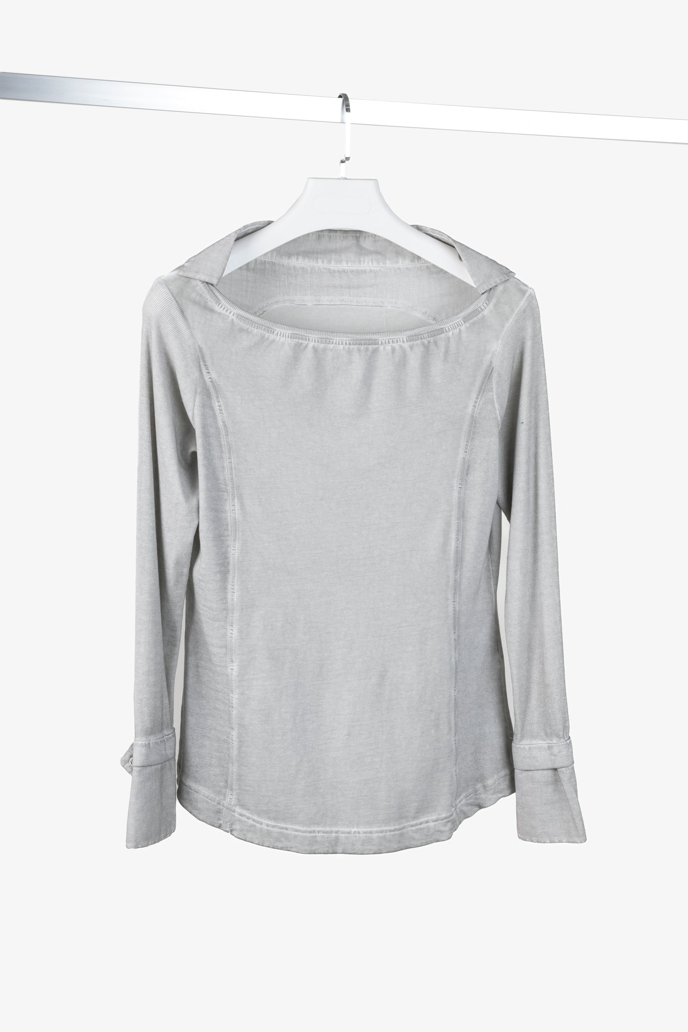 Annette Gortz Grey Combination Pullover Collar and Cuffs Shirt