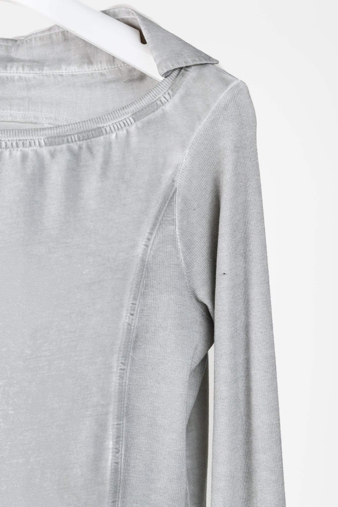 Annette Gortz Grey Combination Pullover Collar and Cuffs Shirt