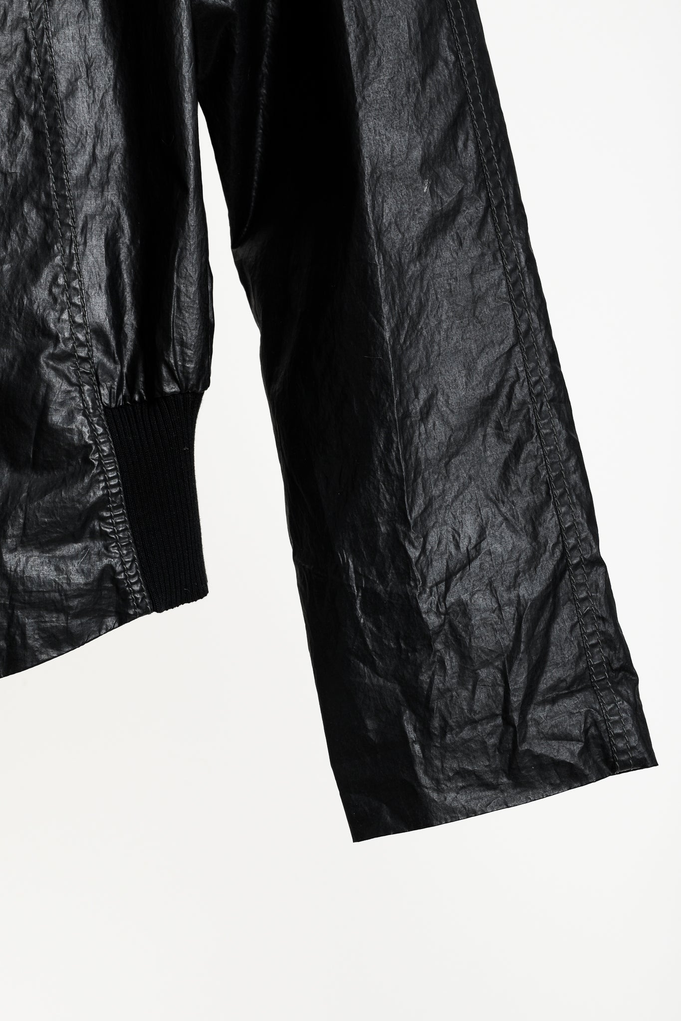 Annette Gortz Artes Black Coated Cotton Concealed Hood Bomber Jacket