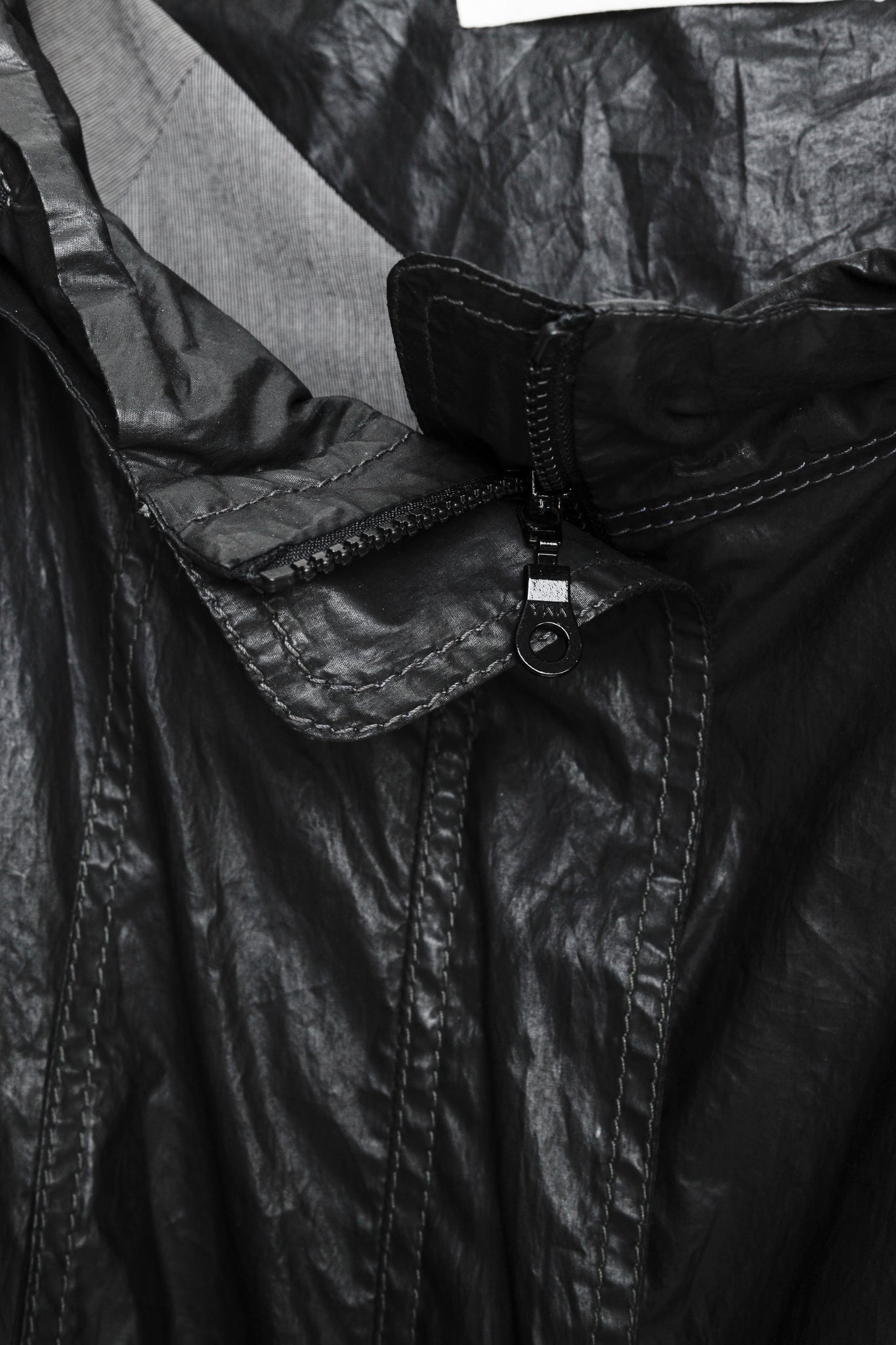 Annette Gortz Artes Black Coated Cotton Concealed Hood Bomber Jacket