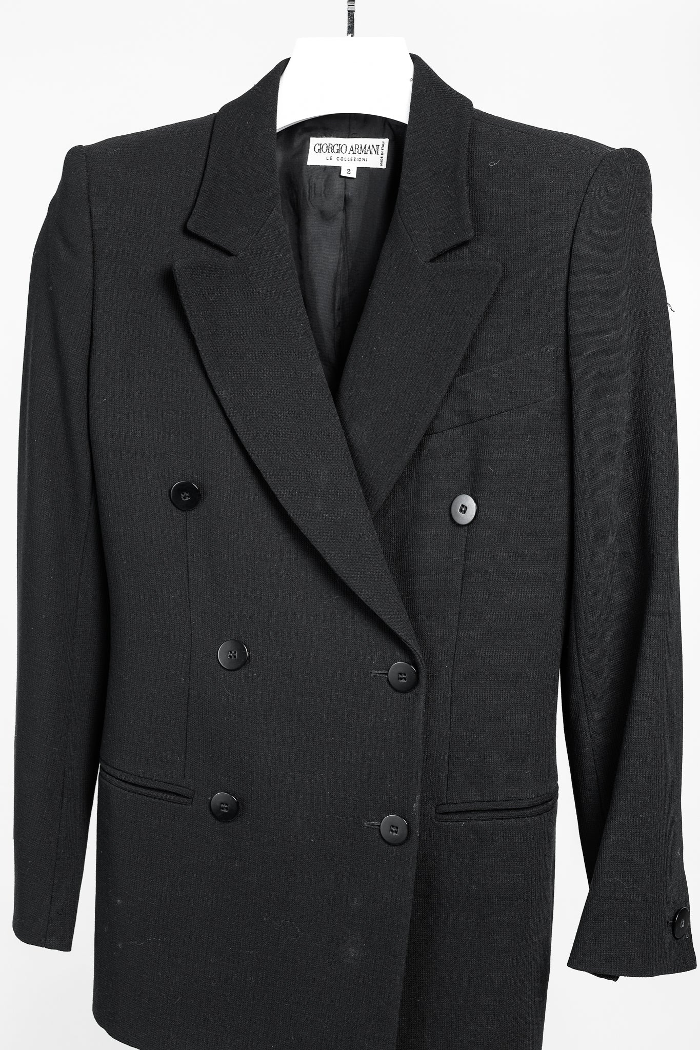 Giorgio Armani Vintage Double-Breasted Black Virgin Wool Blazer