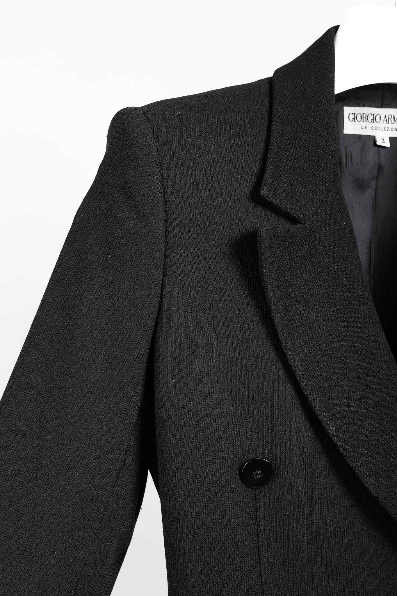 Giorgio Armani Vintage Double-Breasted Black Virgin Wool Blazer