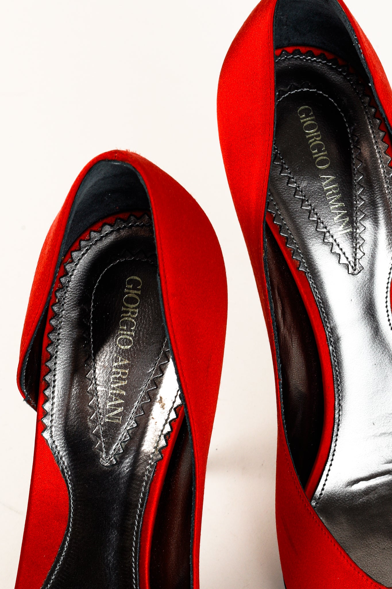 Giorgio Armani Rosso Velvet & Satin D'Orsay Heels