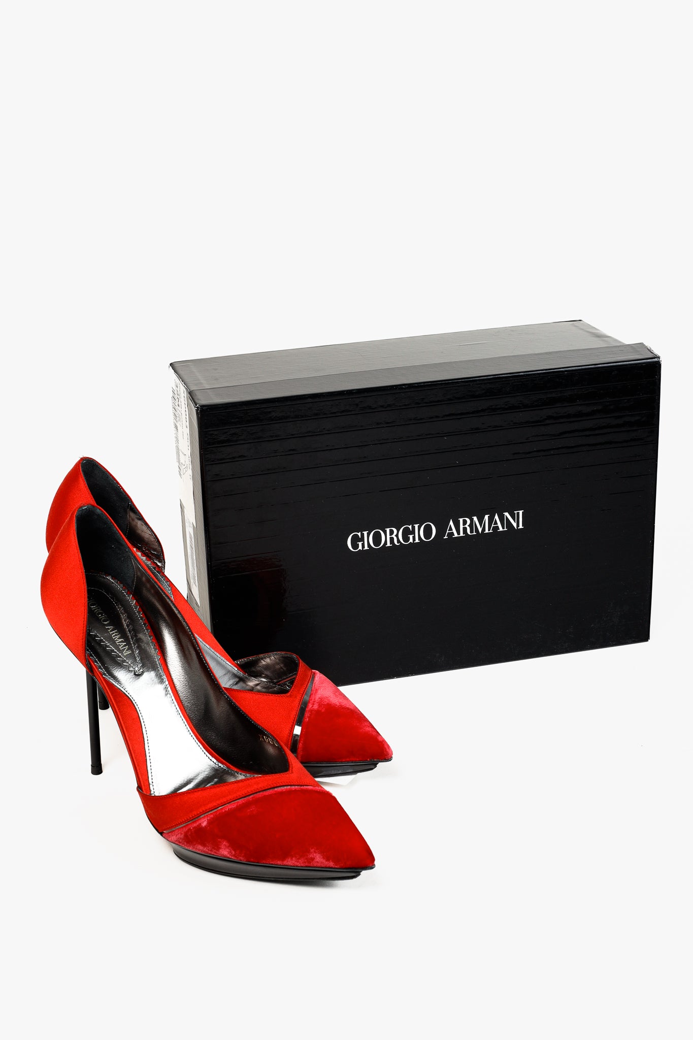 Giorgio Armani Rosso Velvet & Satin D'Orsay Heels