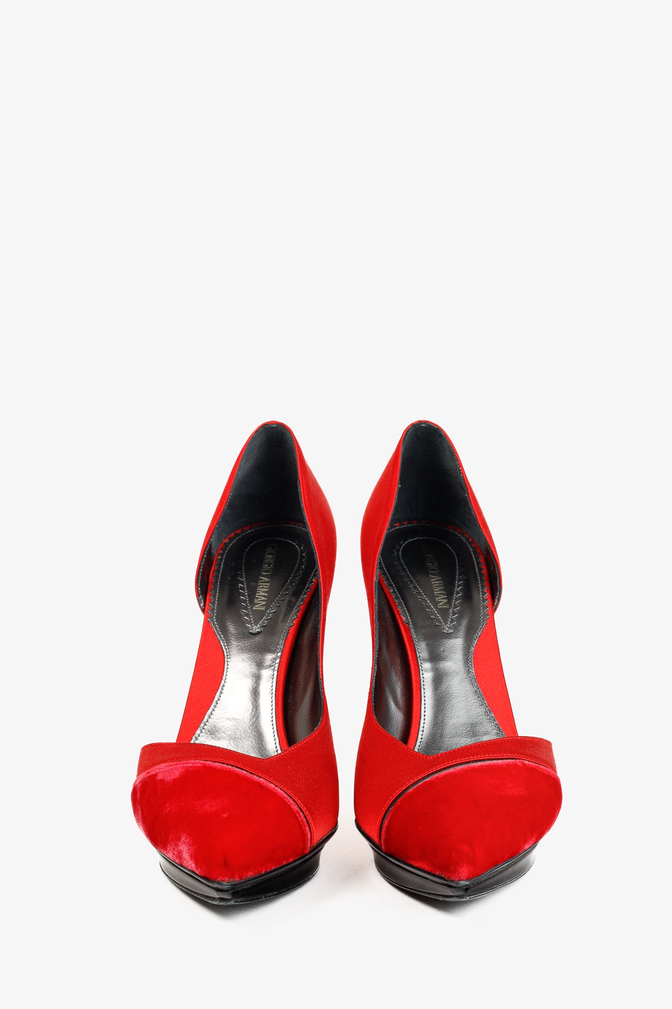 Giorgio Armani Rosso Velvet & Satin D'Orsay Heels